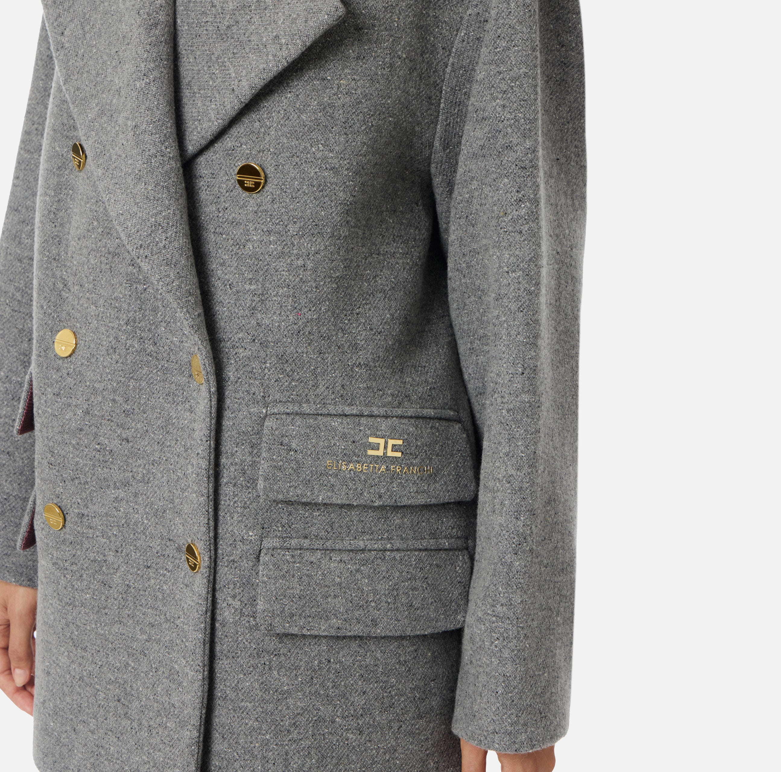 ELISABETTA FRANCHI Cappotto Caban Panno Lana-Antracite