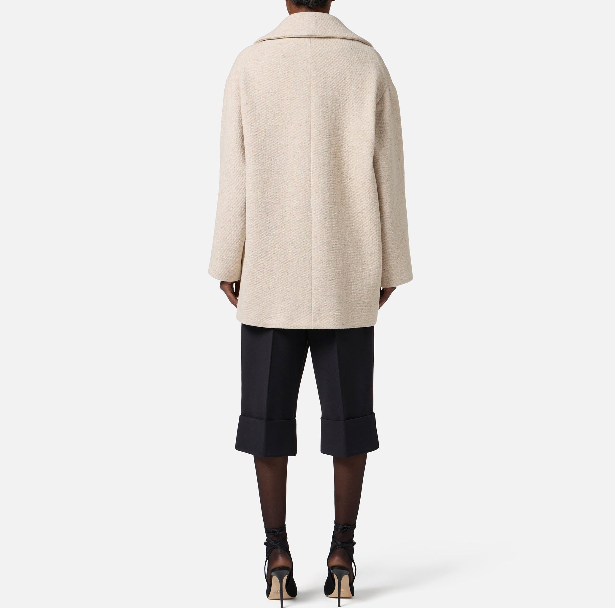 ELISABETTA FRANCHI Cappotto Caban Panno Lana-Milk