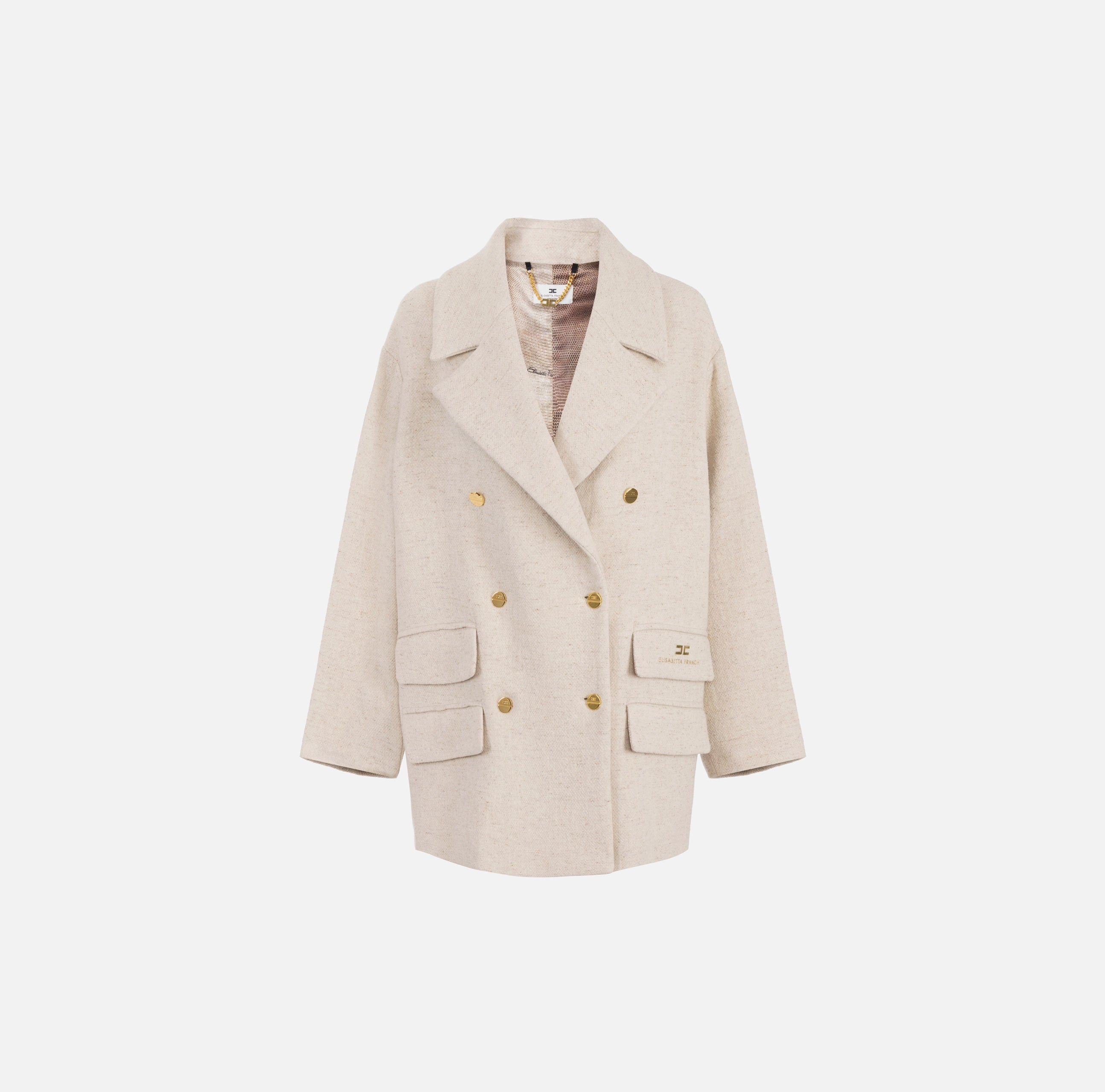 ELISABETTA FRANCHI Cappotto Caban Panno Lana-Milk