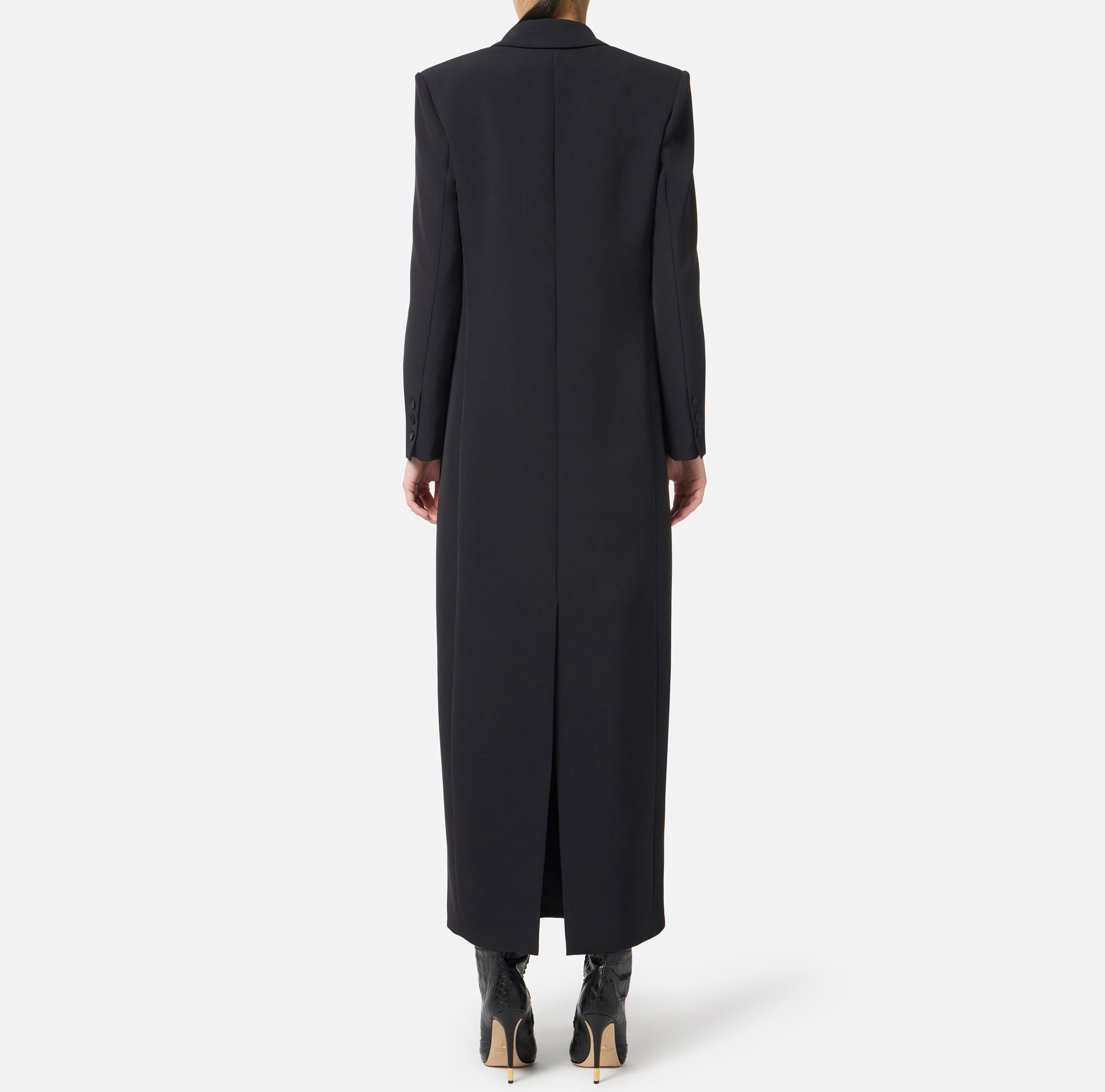 ELISABETTA FRANCHI Cappotto Lungo Doppiopetto crêpe Raso-Nero