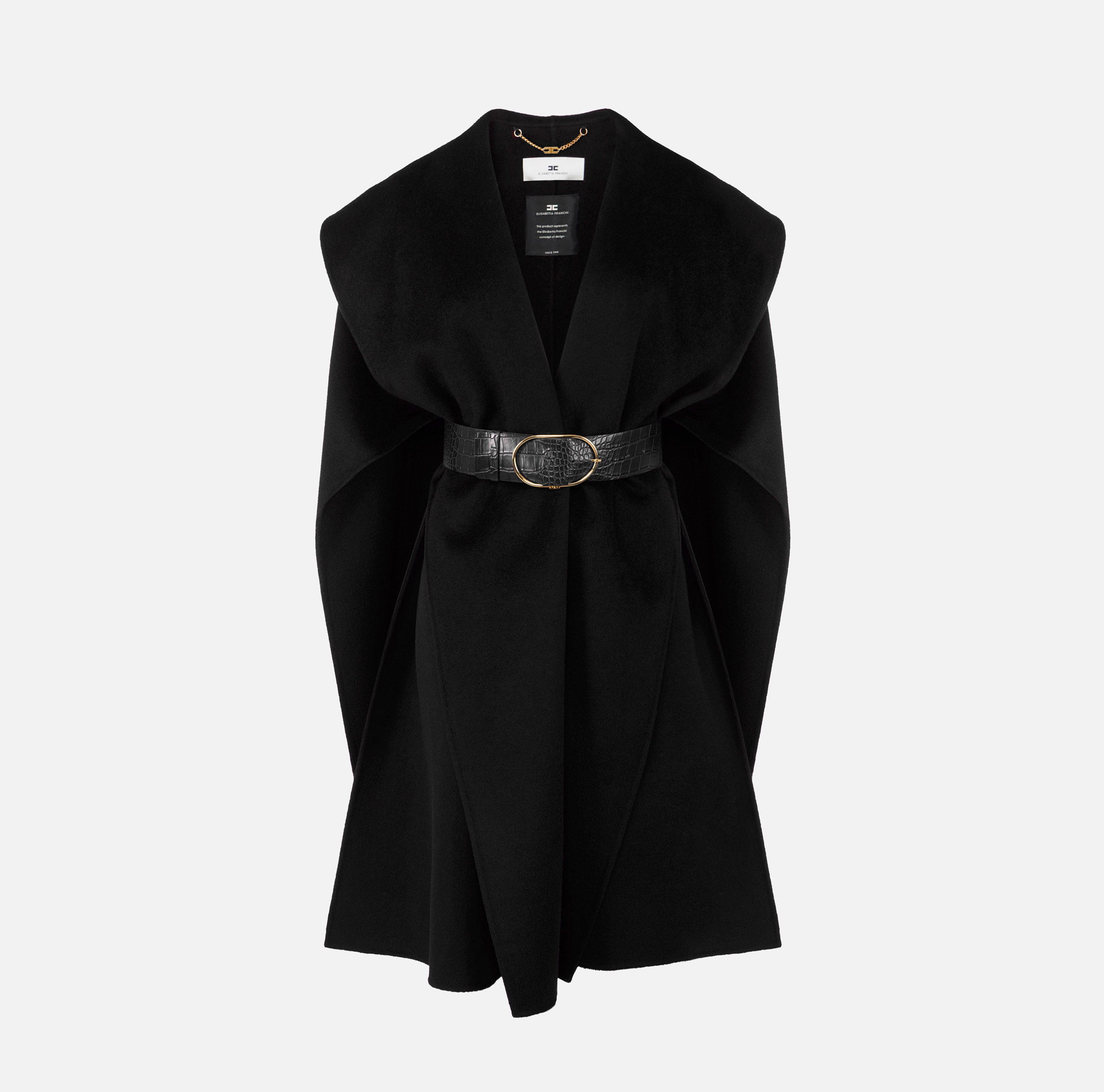 ELISABETTA FRANCHI Mantella Panno Lana-Nero
