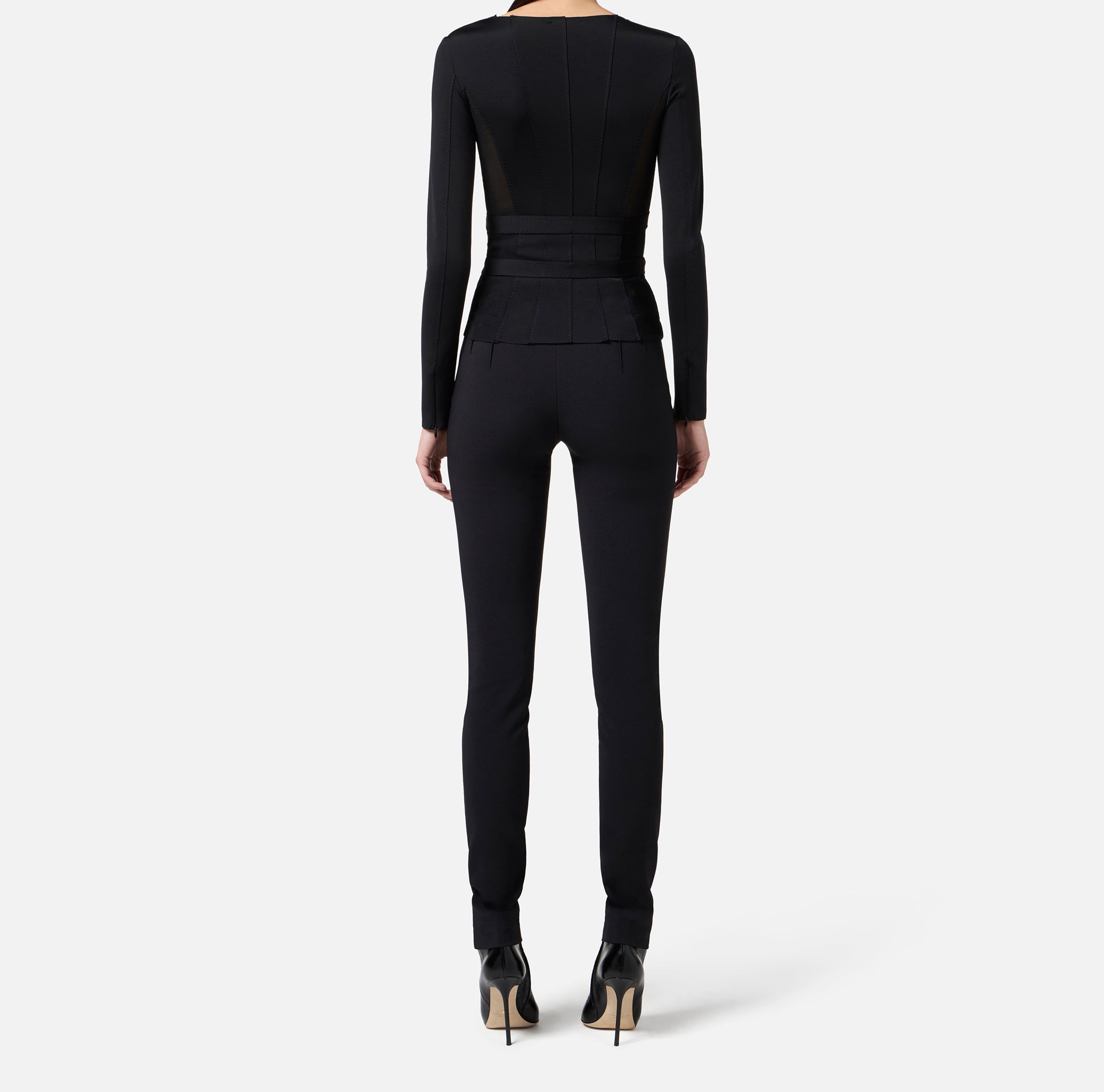 ELISABETTA FRANCHI Giacca Bustier Bielastico Logo-Nero