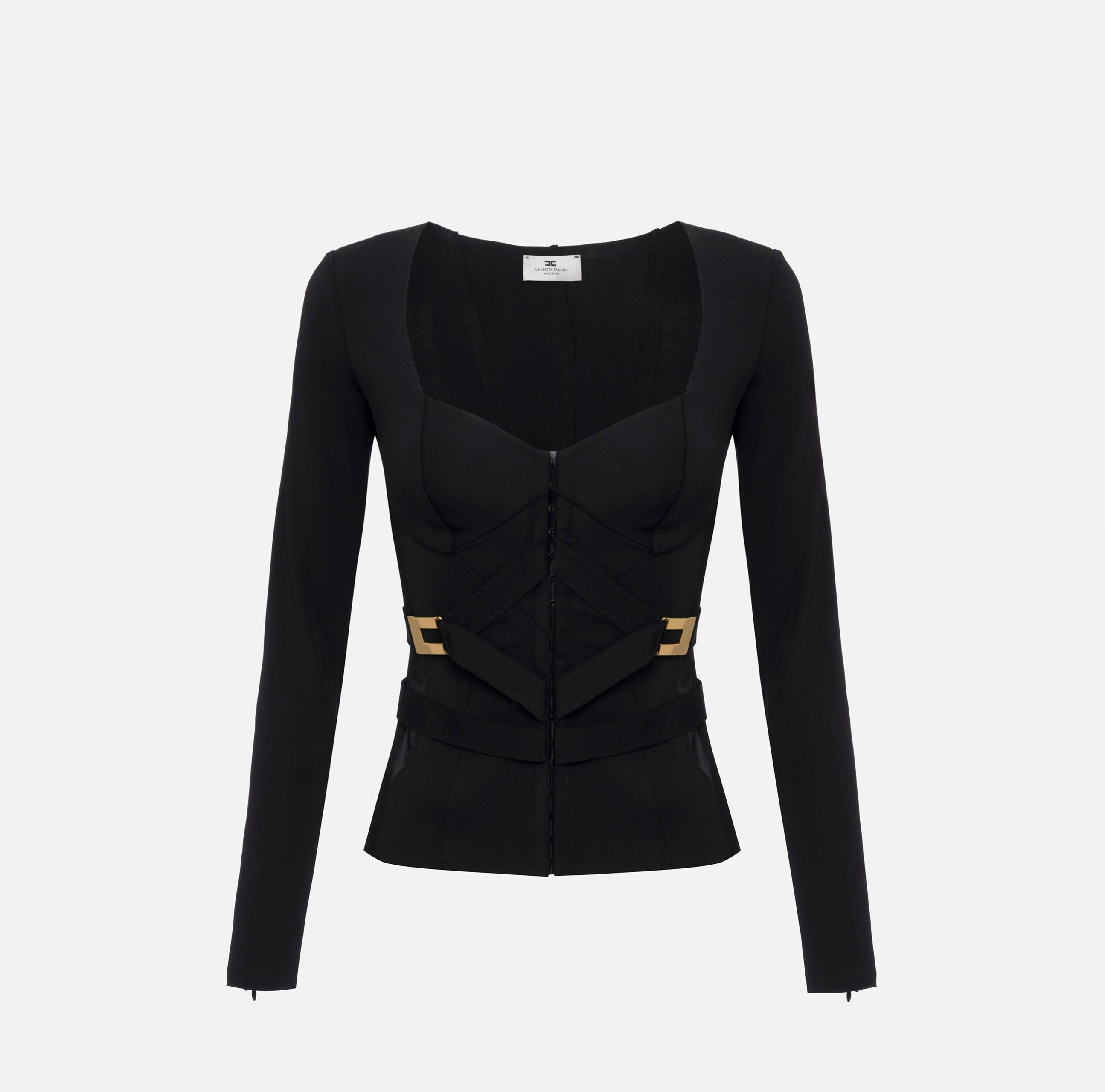 ELISABETTA FRANCHI Giacca Bustier Bielastico Logo-Nero
