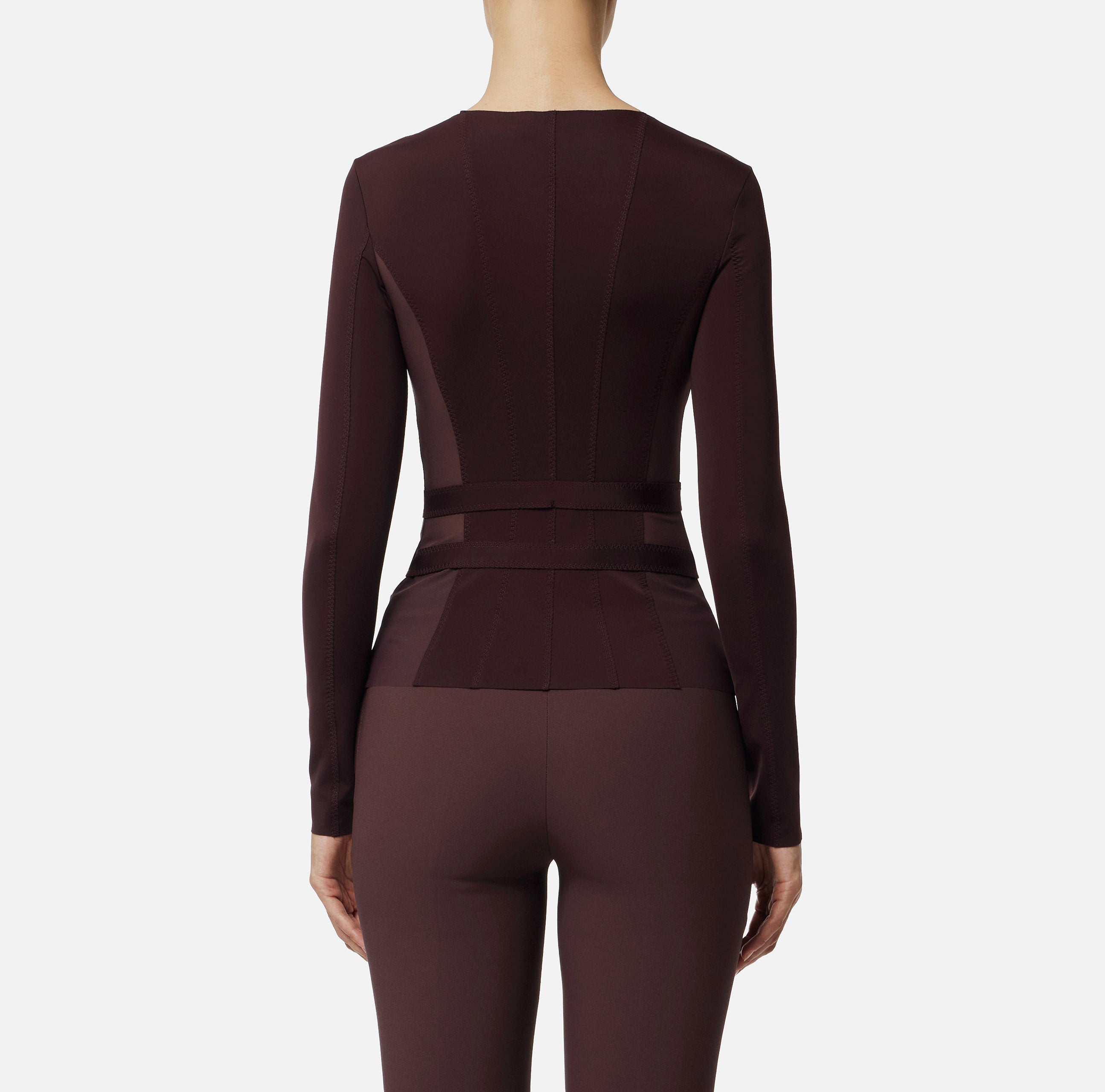 ELISABETTA FRANCHI Giacca Bustier Bielastico Logo-Merlot