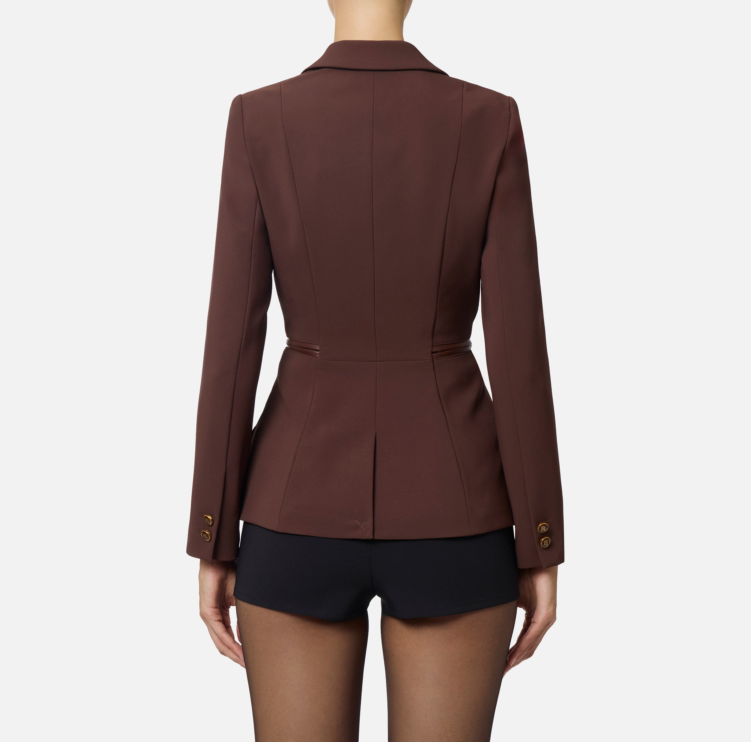 ELISABETTA FRANCHI Giacca Doppiopetto crêpe-Coffee