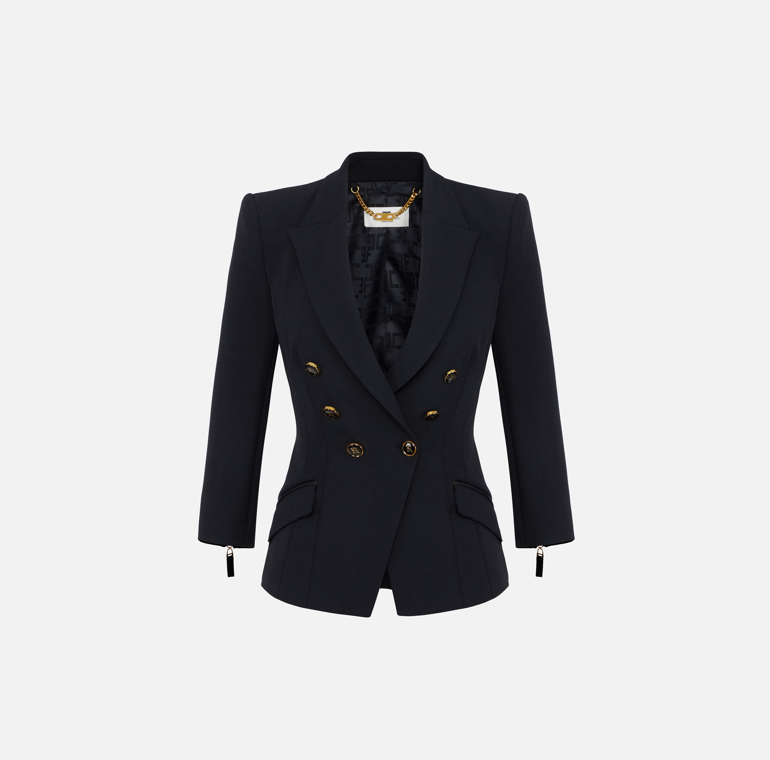 ELISABETTA FRANCHI Giacca Doppiopetto Doppio Crêpe-Nero