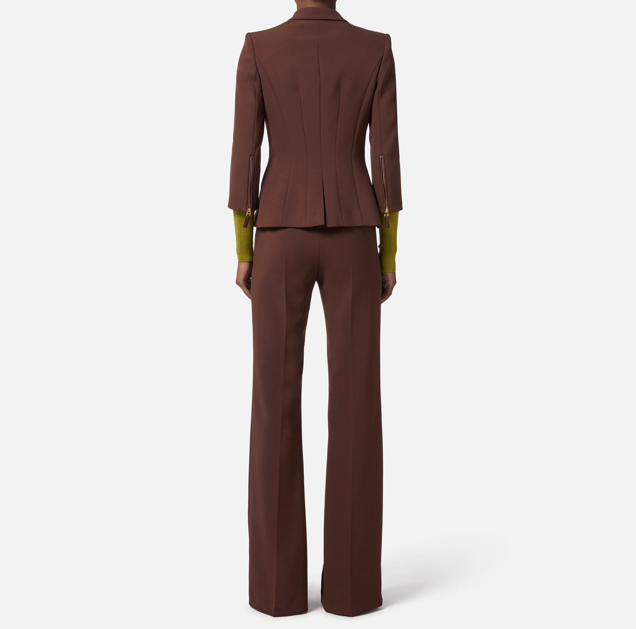 ELISABETTA FRANCHI Giacca Doppiopetto Doppio Crêpe-Coffee