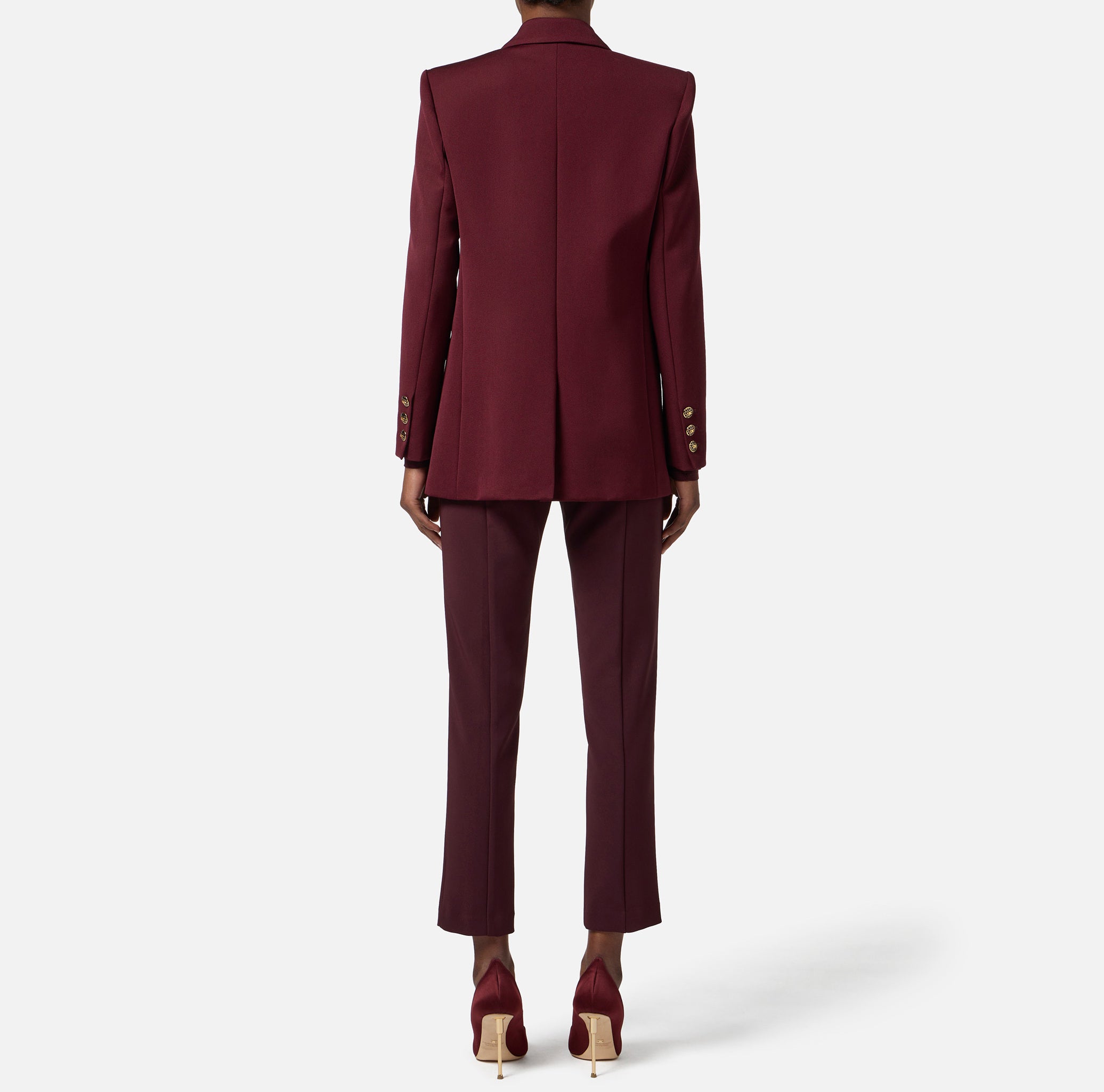 ELISABETTA FRANCHI GIACCA Doppiopetto Gabardina Cotone-Merlot