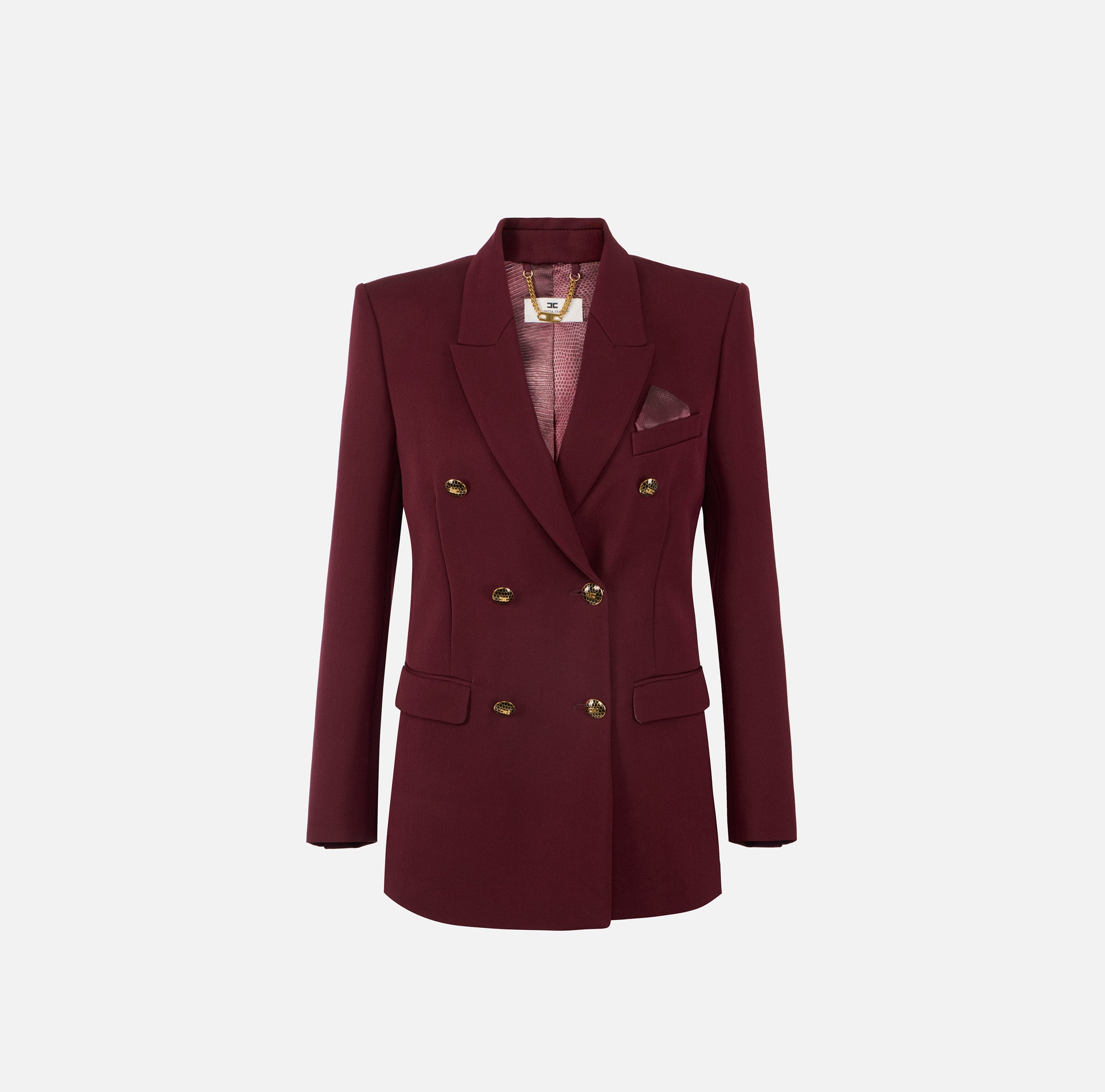 ELISABETTA FRANCHI GIACCA Doppiopetto Gabardina Cotone-Merlot