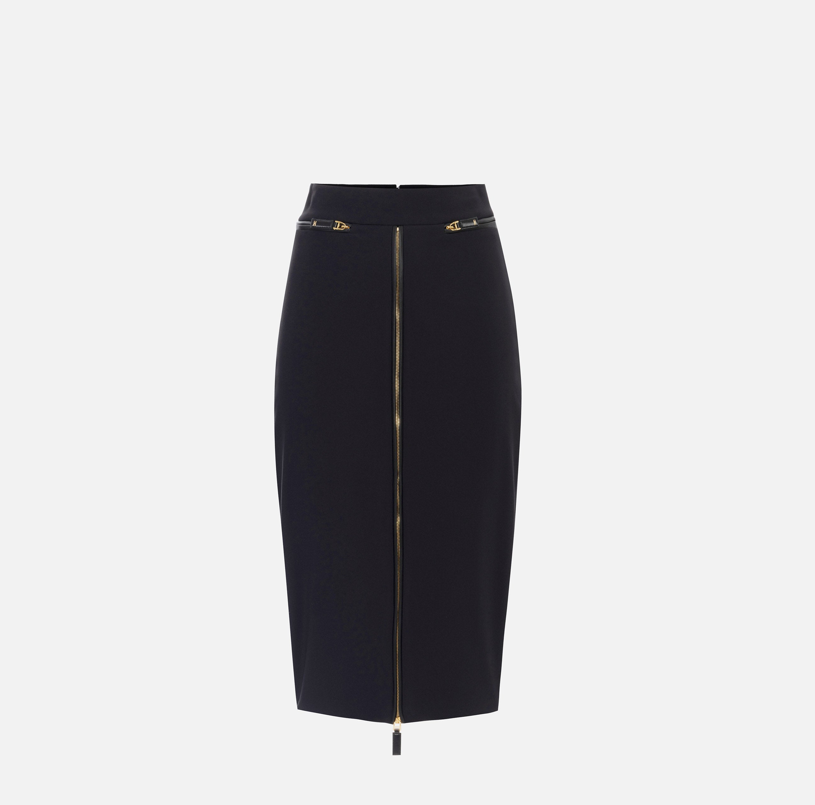 ELISABETTA FRANCHI Gonna Midi Crêpe Zip-Nero