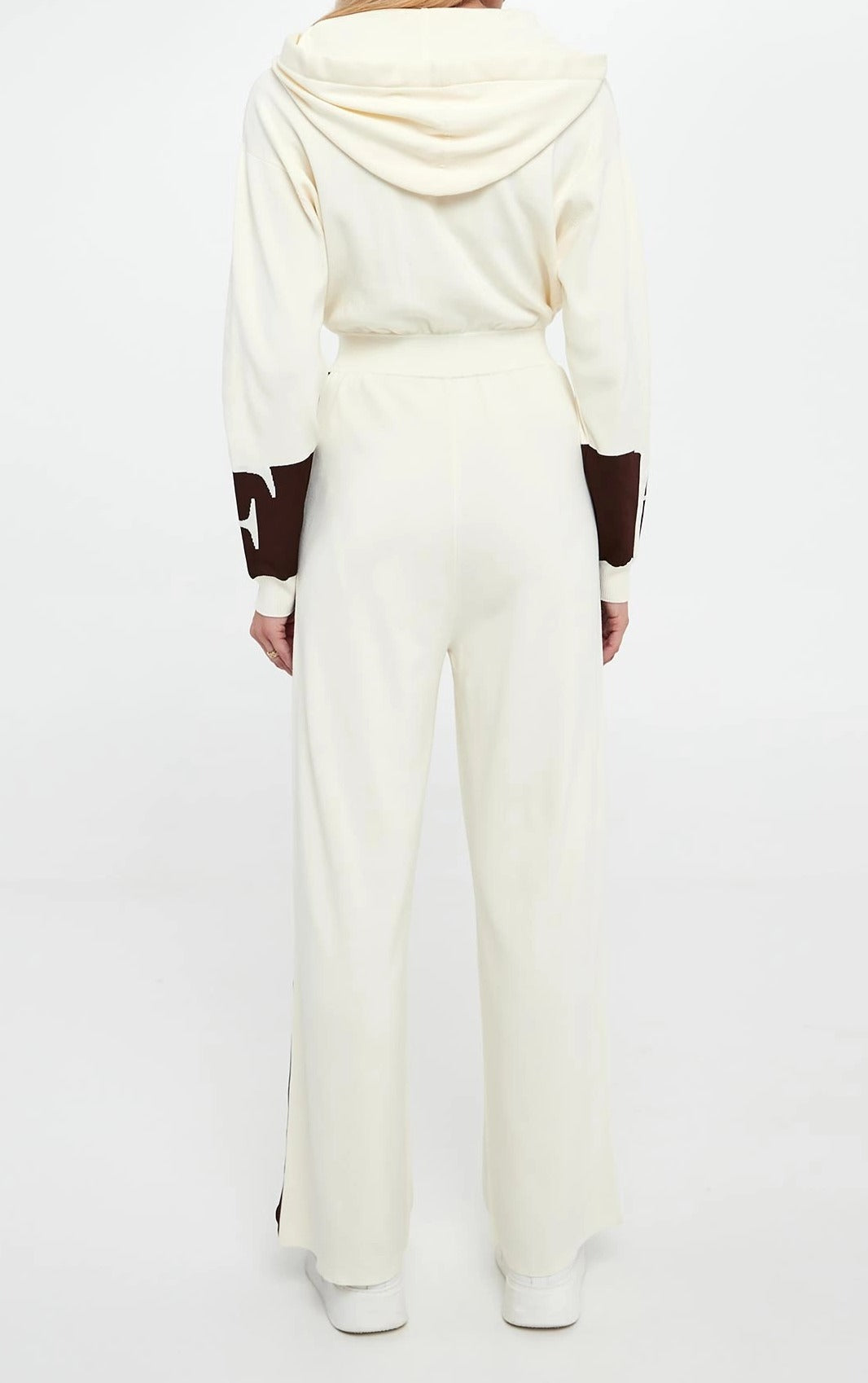 ELISABETTA FRANCHI Tuta Maglia Viscosa Bande Logo-Milk Coffe