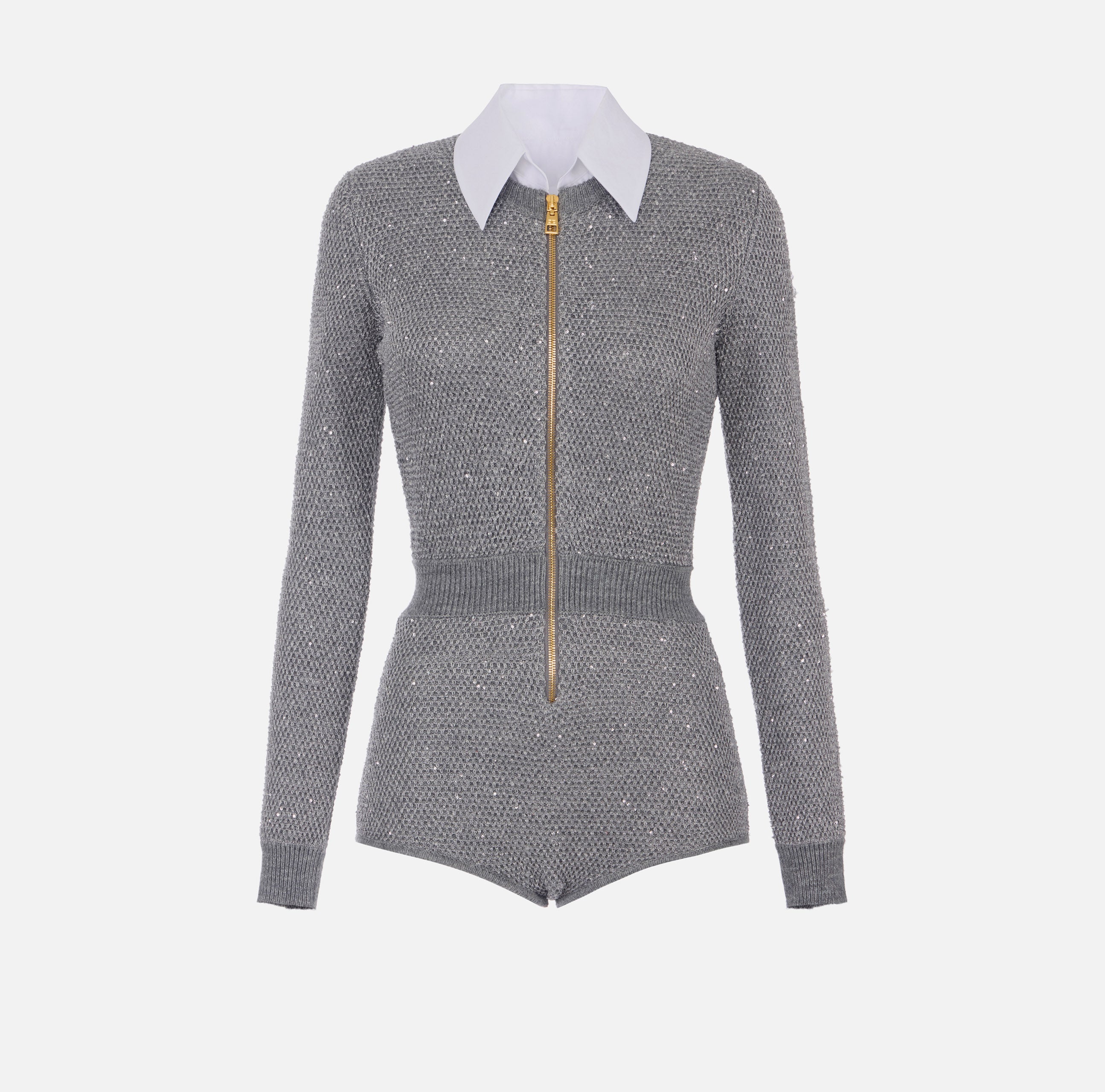 ELISABETTA FRANCHI Tuta Maglia Paillettes-Grigio Melange