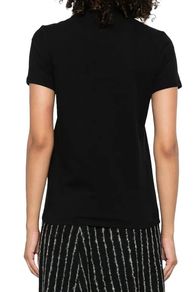 ELISABETTA FRANCHI T-Shirt Jersey Cotone Doppio Logo-Nero