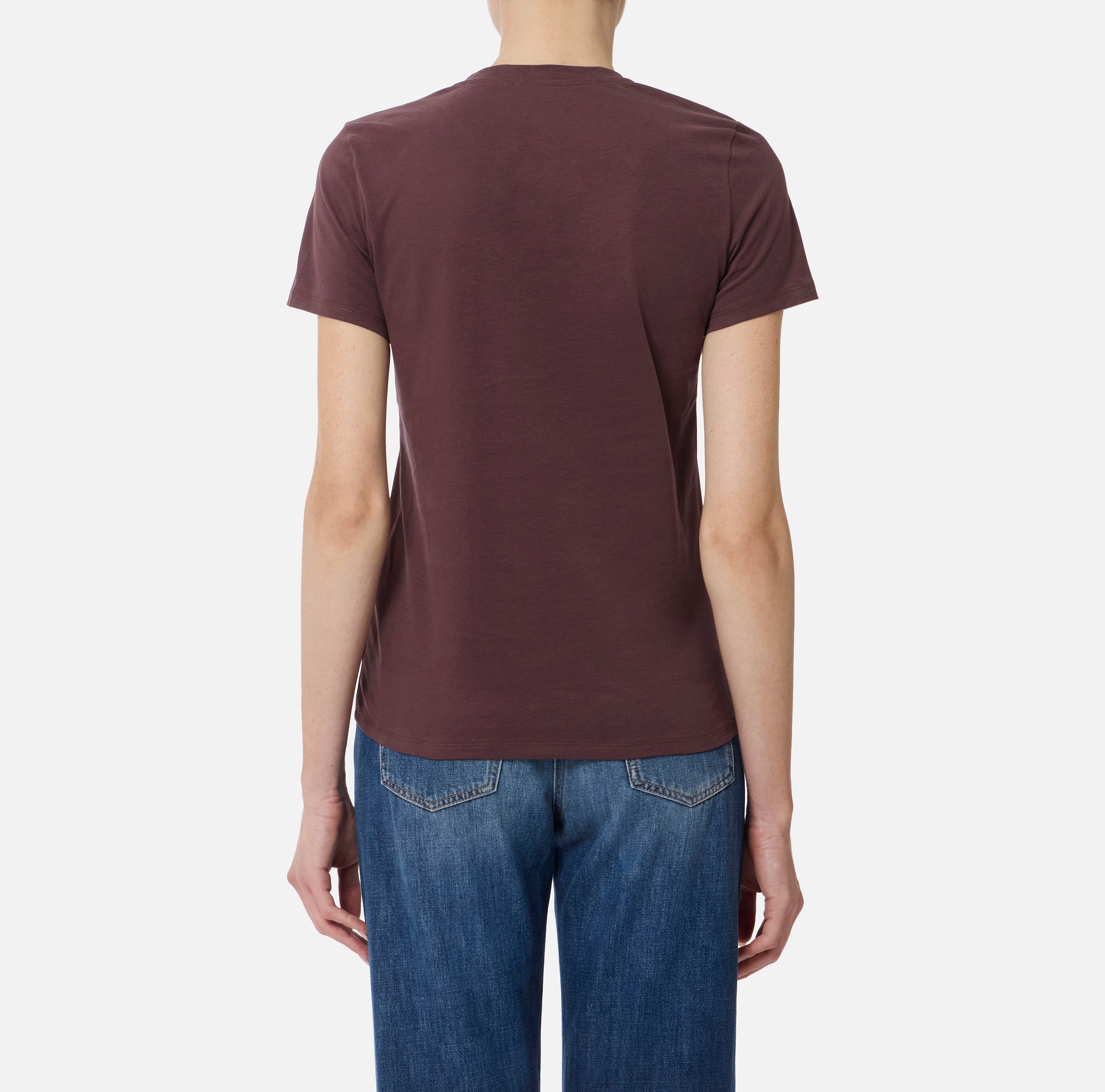 ELISABETTA FRANCHI T-Shirt Jersey Cotone Doppio Logo-Merlot