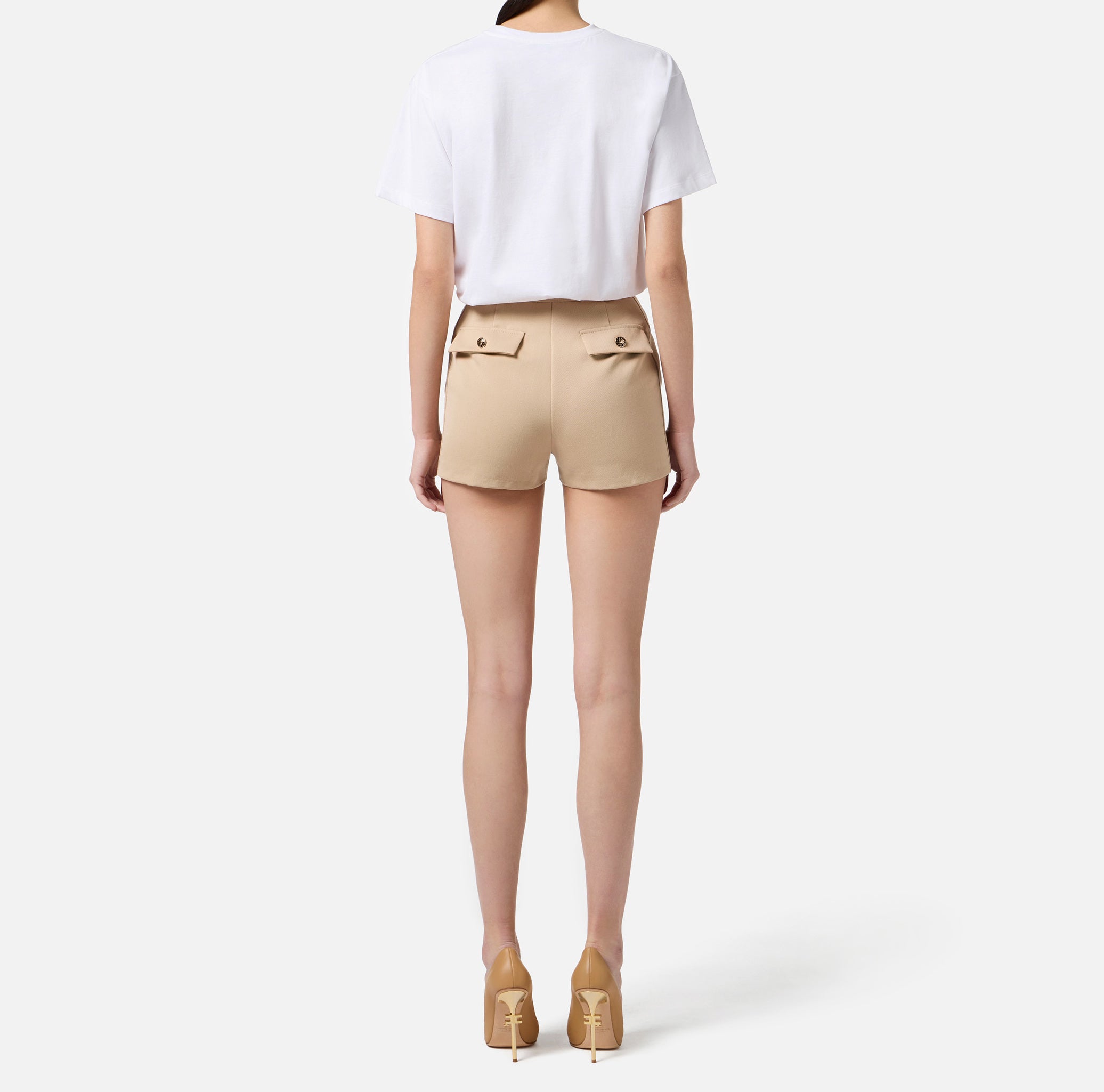 ELISABETTA FRANCHI T-Shirt Stampa Fotografica-Gesso
