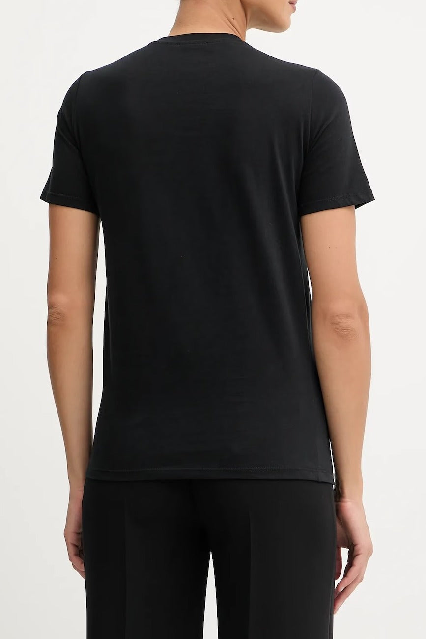 ELISABETTA FRANCHI T-Shirt Jersey Cotone Collana-Nero