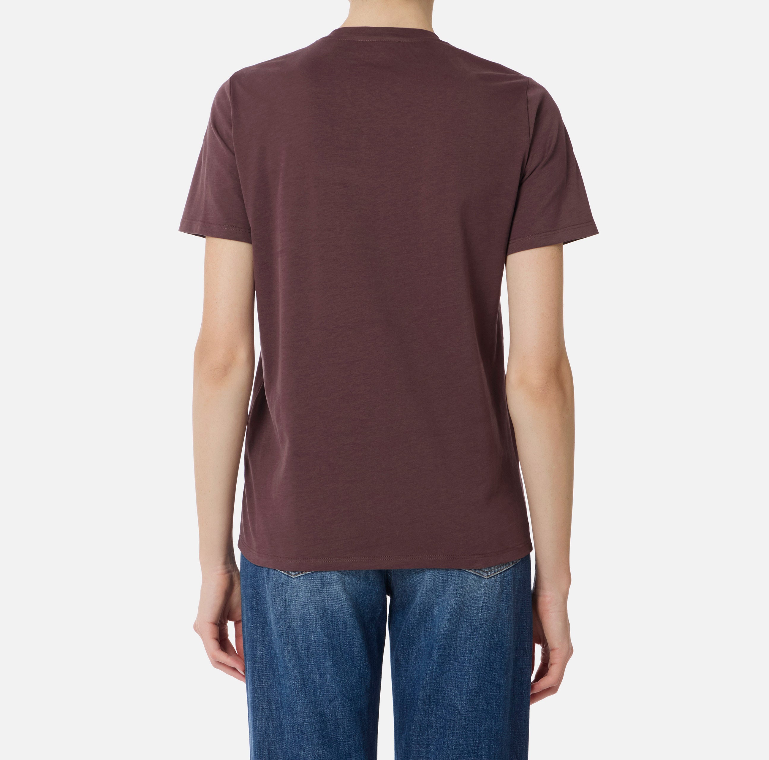 ELISABETTA FRANCHI T-Shirt Jersey Cotone Collana-Merlot
