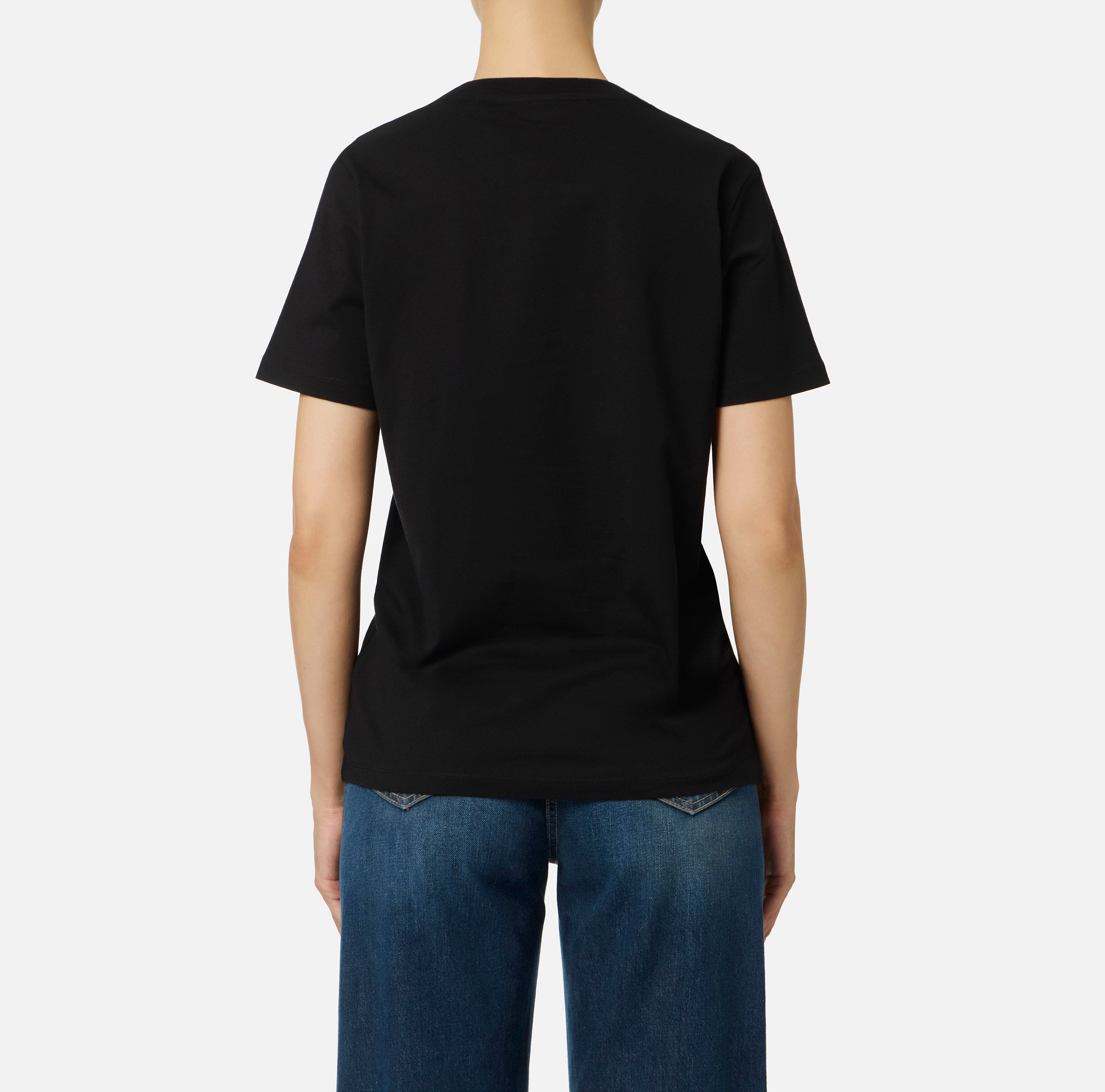 ELISABETTA FRANCHI T-Shirt Jersey Cotone Stampa-Nero