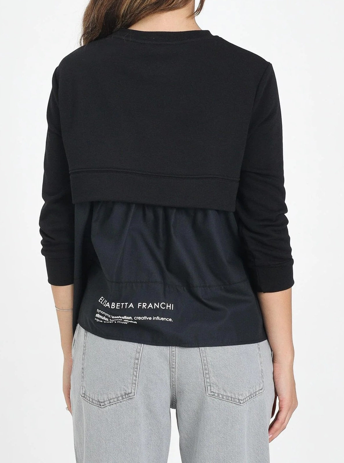 ELISABETTA FRANCHI Felpa Cotone Popeline Logo Lettering Muse-Nero
