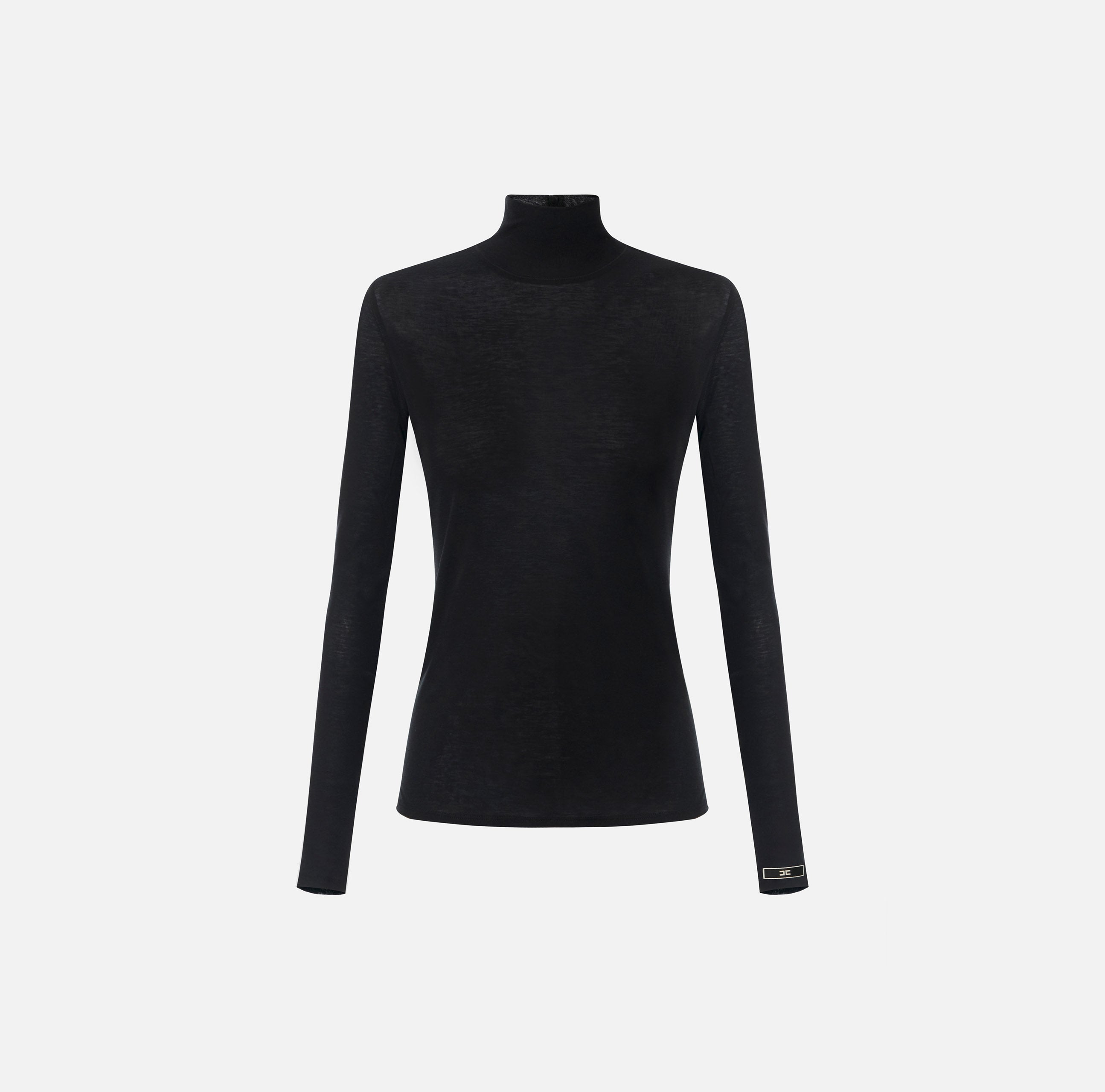 ELISABETTA FRANCHI Maglia Dolcevita Bottoni-Nero