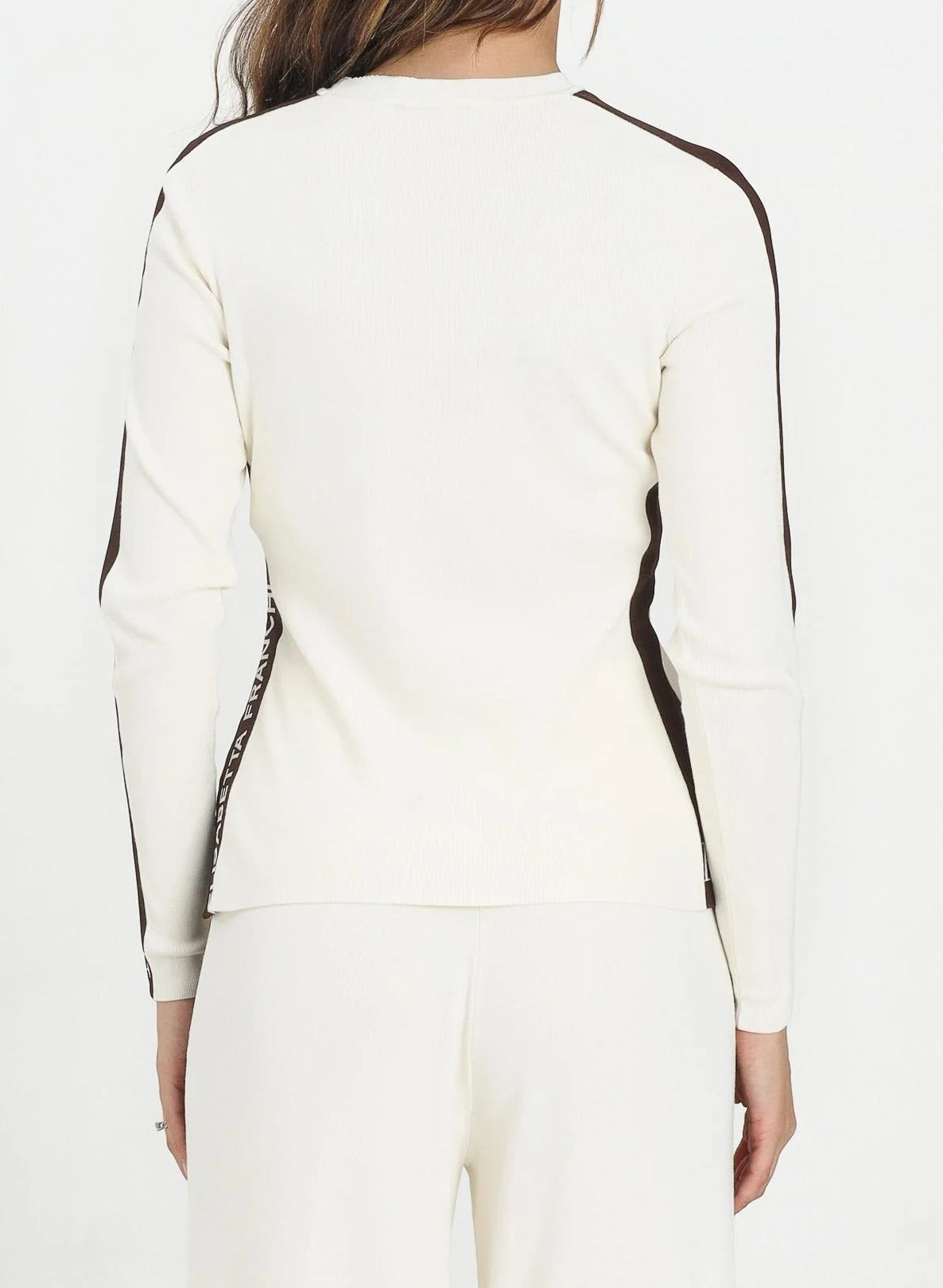 ELISABETTA FRANCHI Maglia Viscosa Bande logo-Milk Coffee