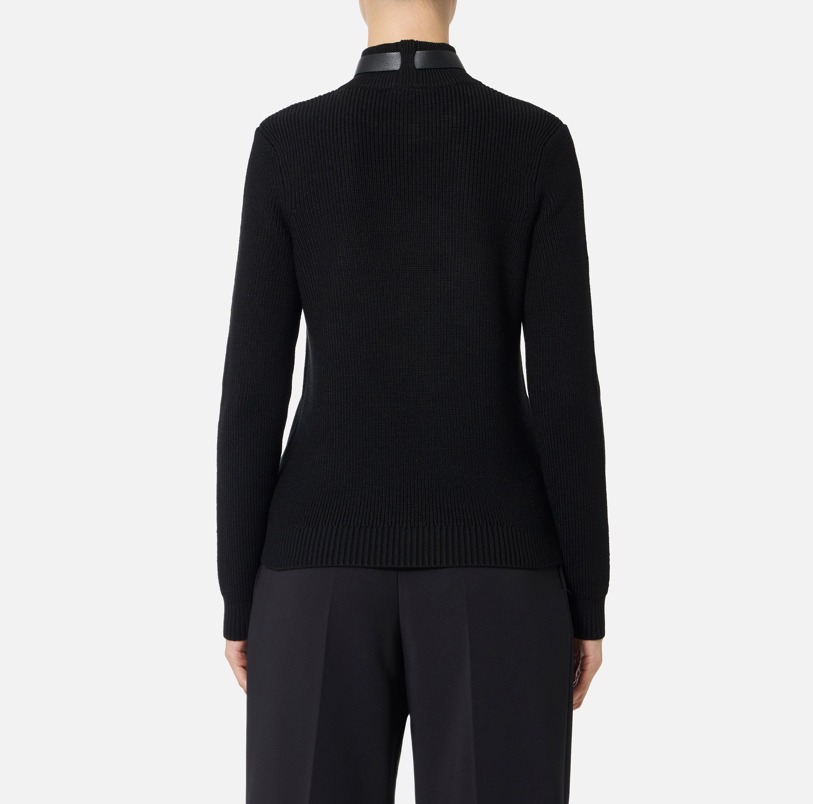 ELISABETTA FRANCHI Maglioncino Misto Lana Cinturino-Nero