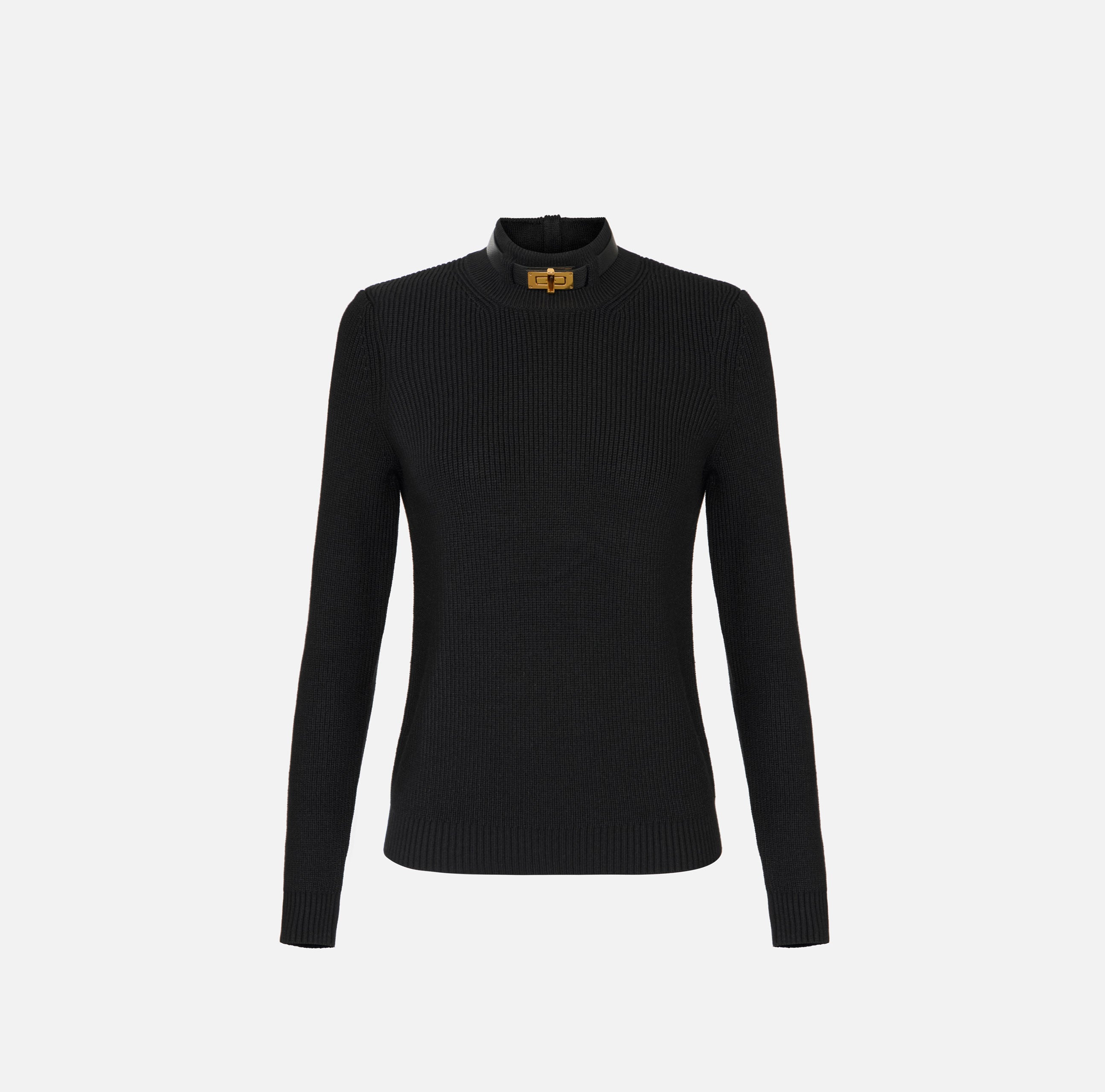 ELISABETTA FRANCHI Maglioncino Misto Lana Cinturino-Nero