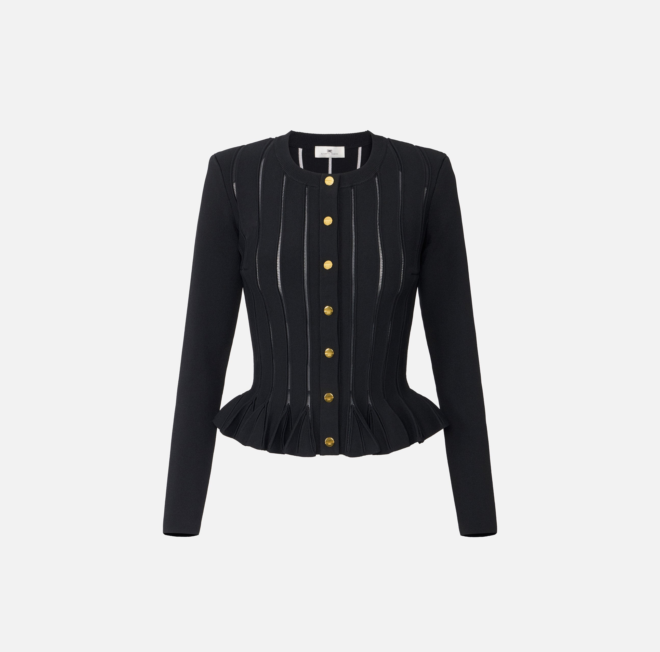 ELISABETTA FRANCHI Cardigan Baschina Ricami à Jour-Nero