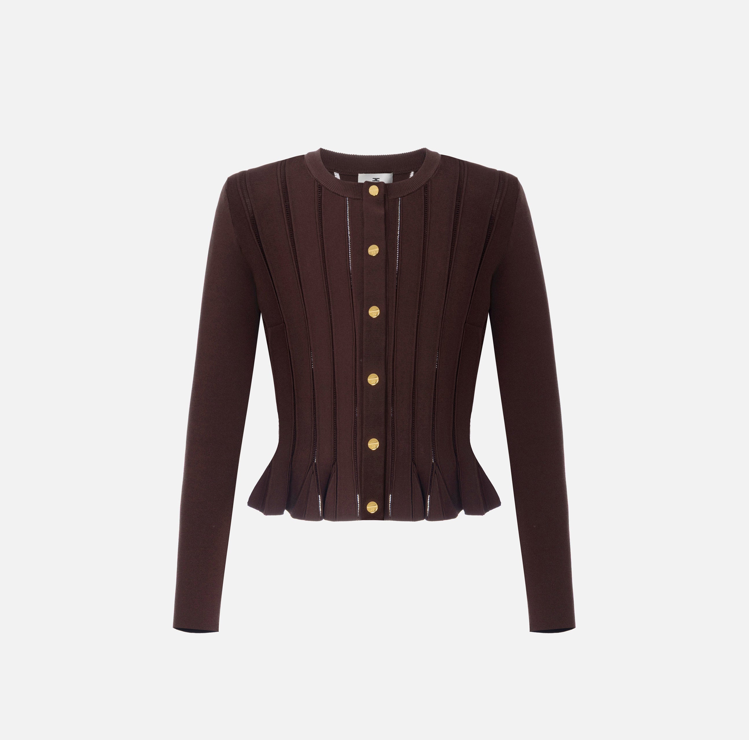 ELISABETTA FRANCHI Cardigan Baschina Ricami à Jour-Coffee