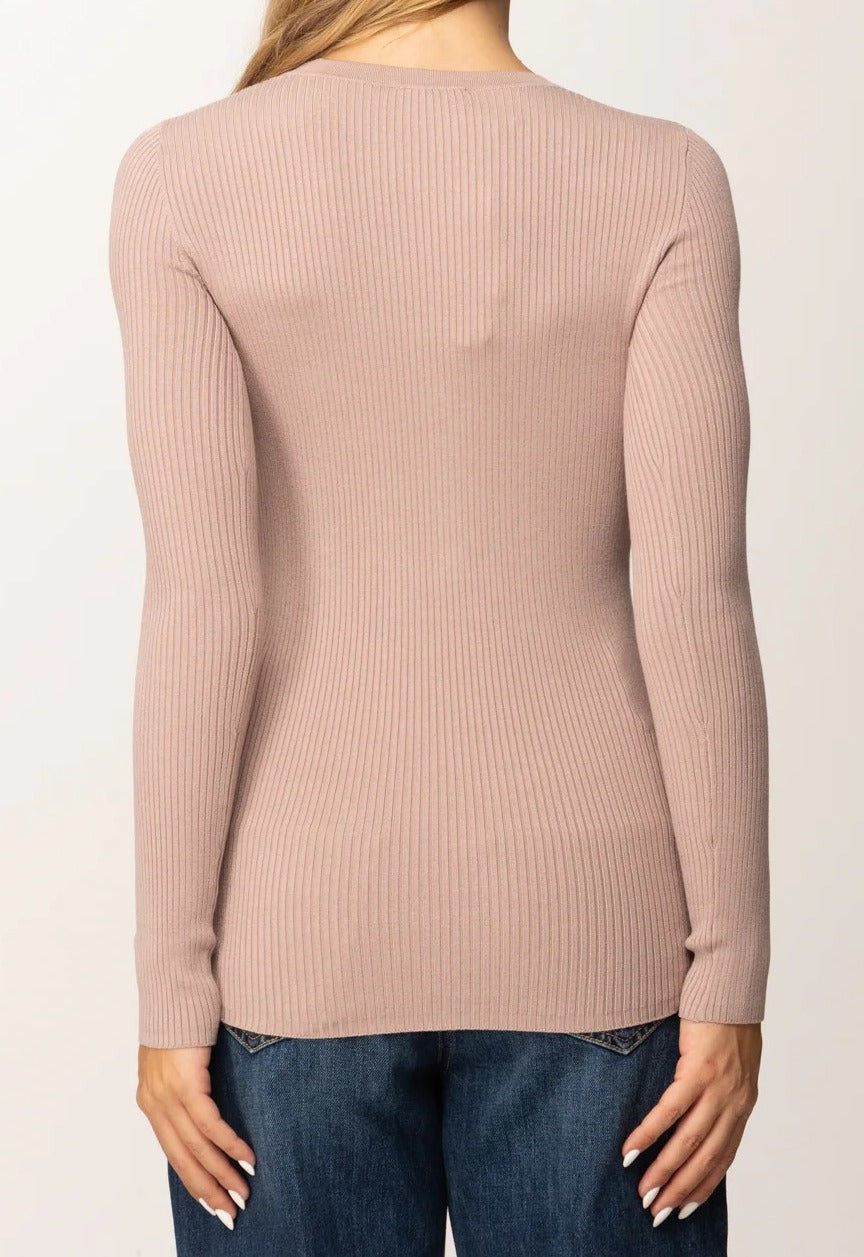 ELISABETTA FRANCHI Maglia Scollo V Costine Taschino Logo-Sunrise