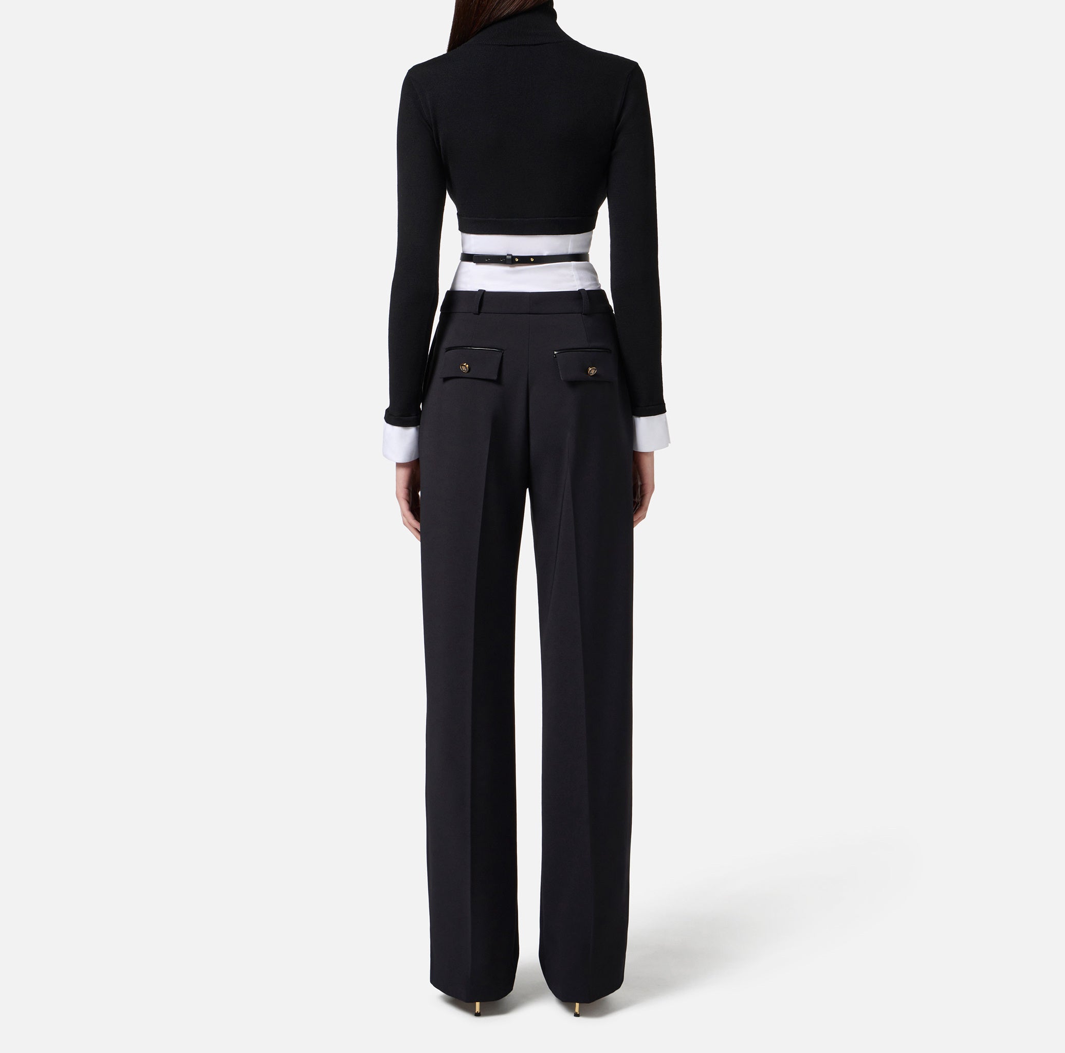 ELISABETTA FRANCHI Maglia Dolcevita Camicia-Nero Bianco