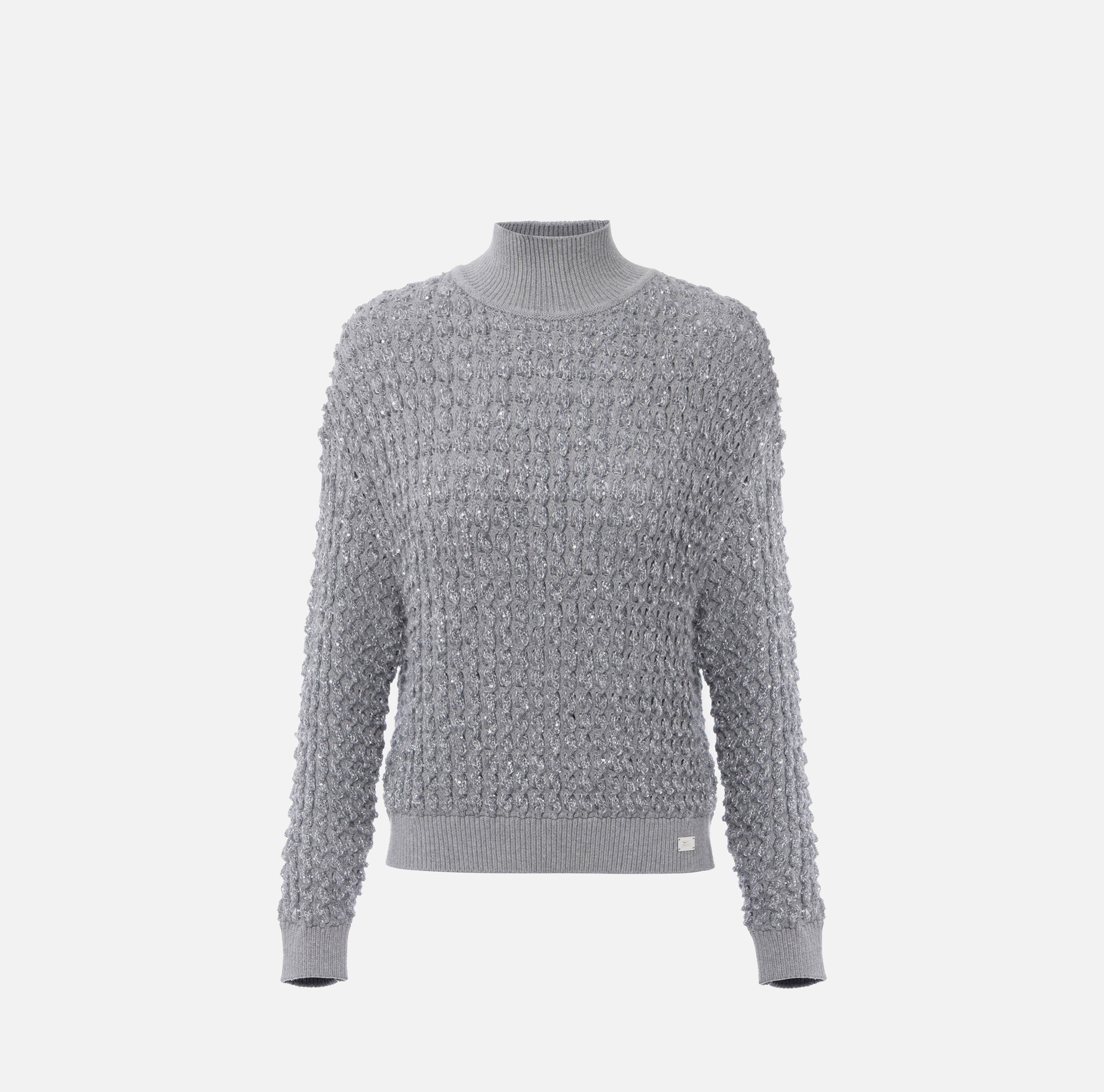 ELISABETTA FRANCHI Maglia Bouclé Micro Paillettes-Grigio Melange