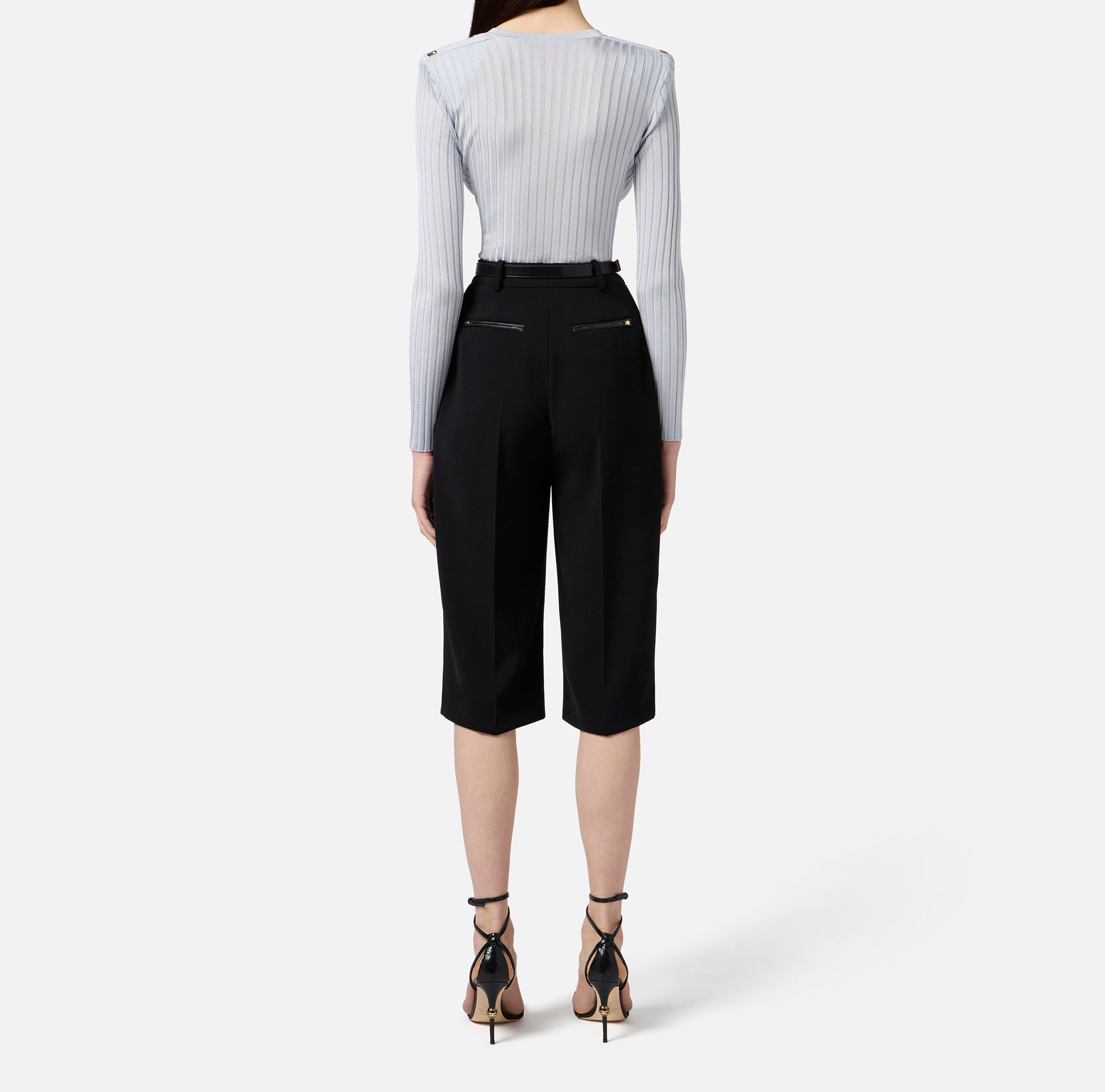 ELISABETTA FRANCHI Maglia Scollo V Filato Viscosa Costine-Starlight