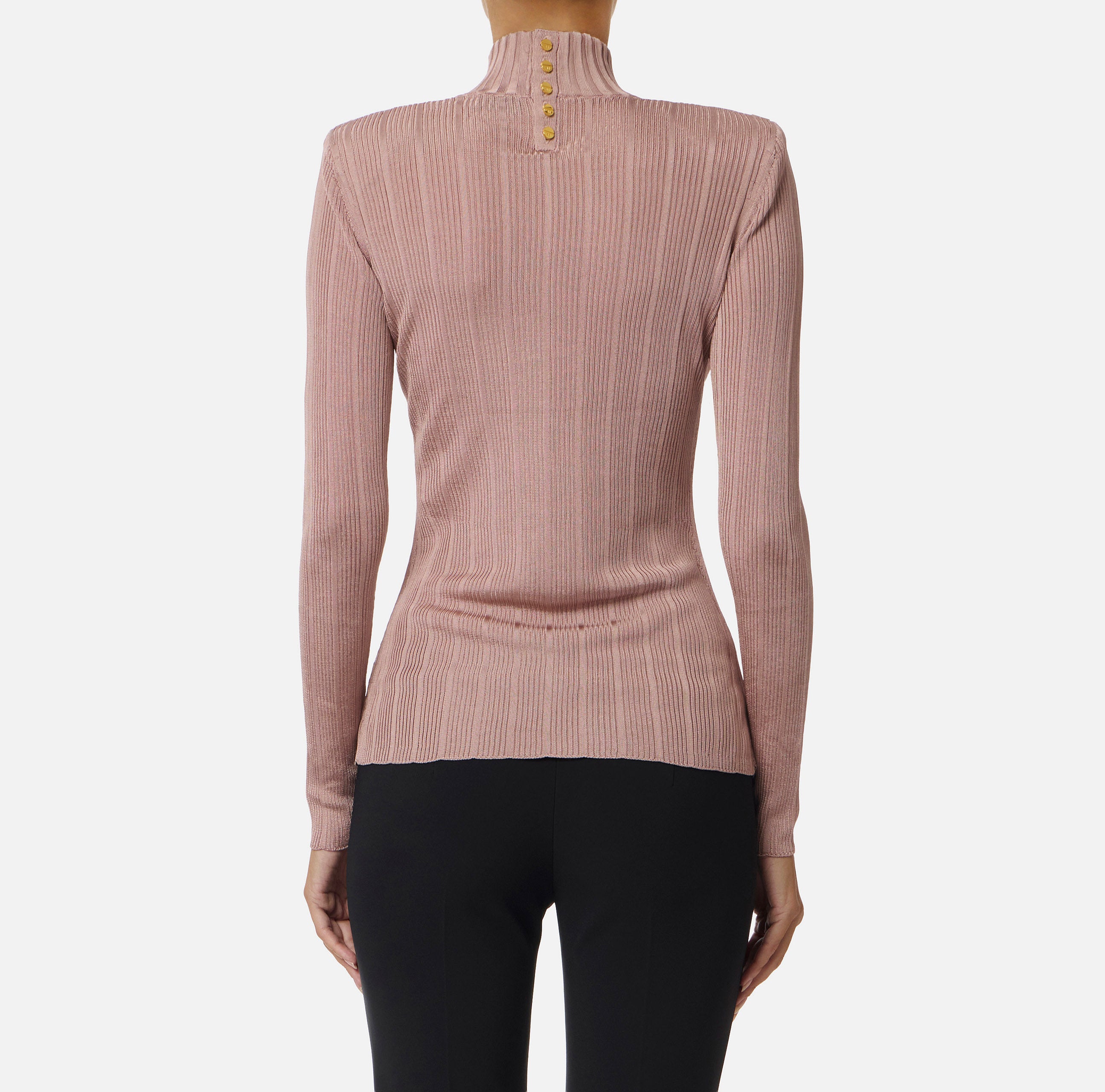 ELISABETTA FRANCHI Maglia Dolcevita Filato Viscosa Costine-Sunrise