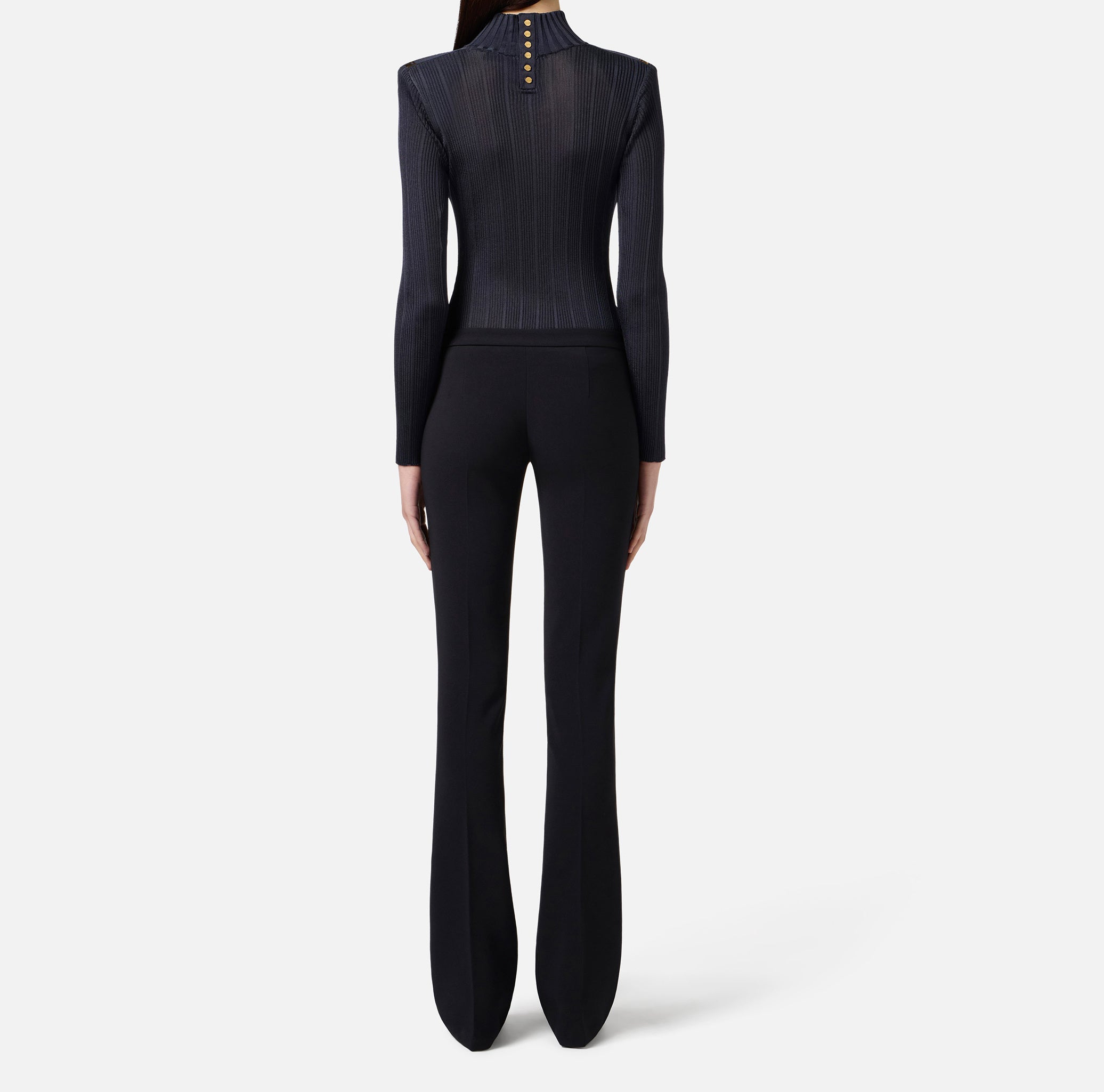 ELISABETTA FRANCHI Maglia Dolcevita Filato Viscosa Costine-Twilight