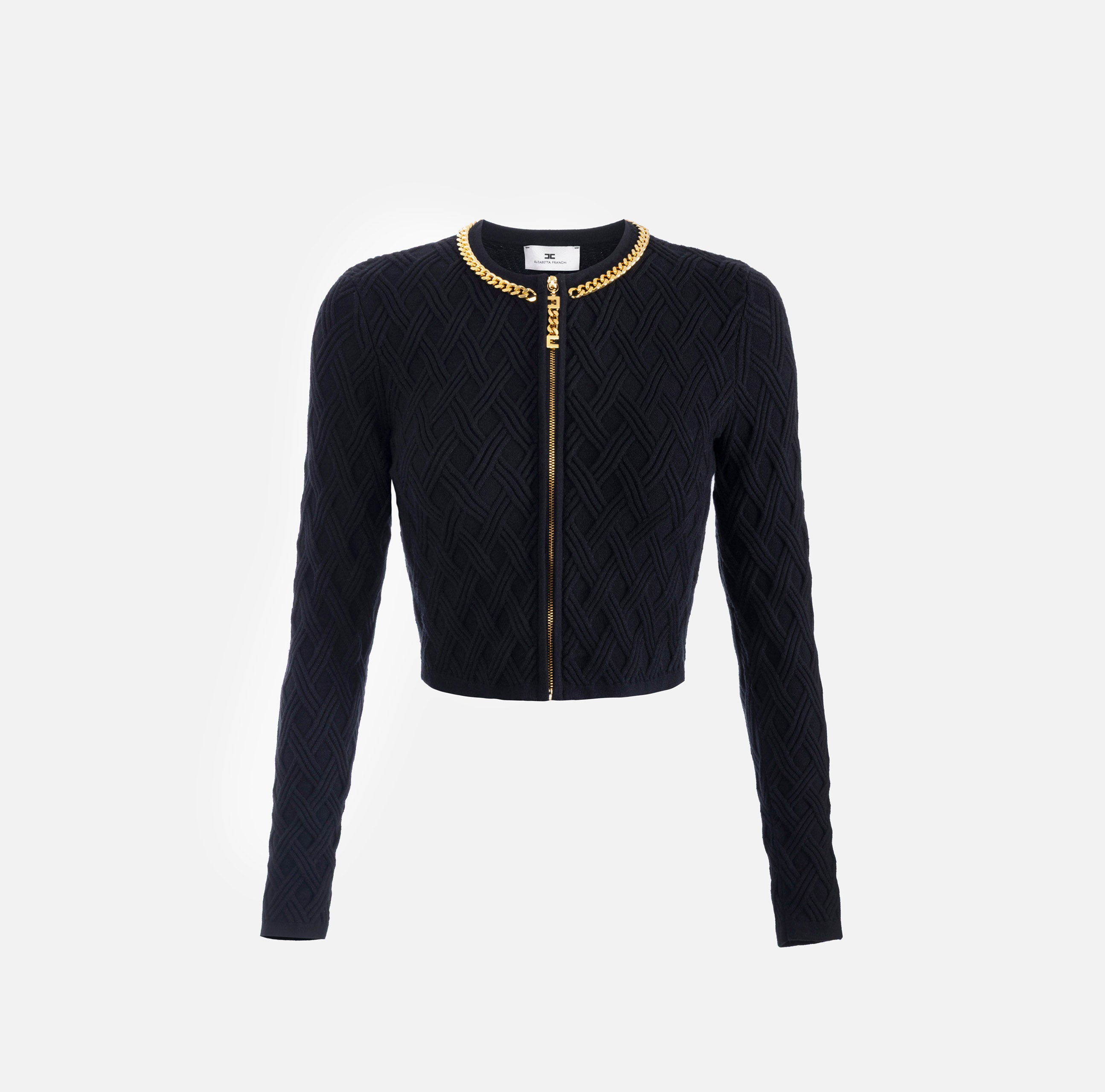 ELISABETTA FRANCHI Cardigan Maglia Rombi Catena-Nero