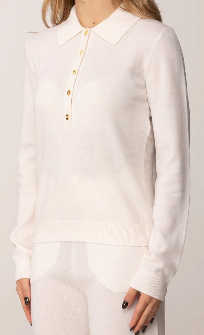 ELISABETTA FRANCHI Maglia Polo Lana Cashmere-Milk