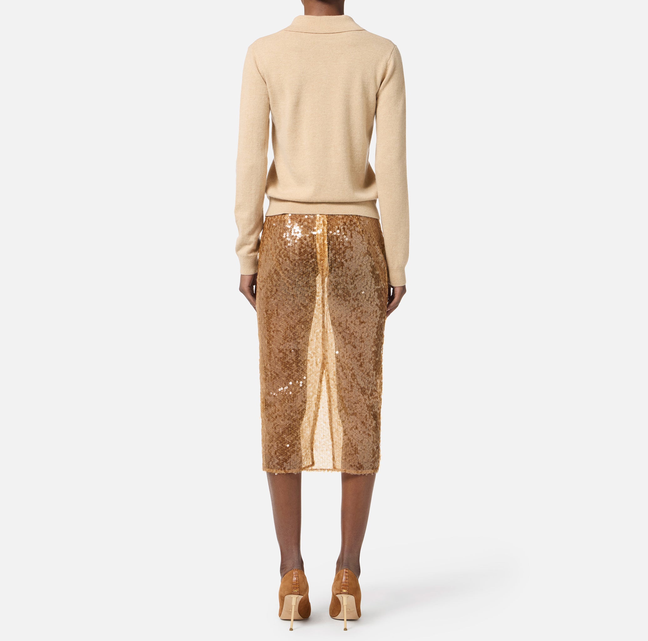 ELISABETTA FRANCHI Maglia Polo Lana Cashmere-Honey