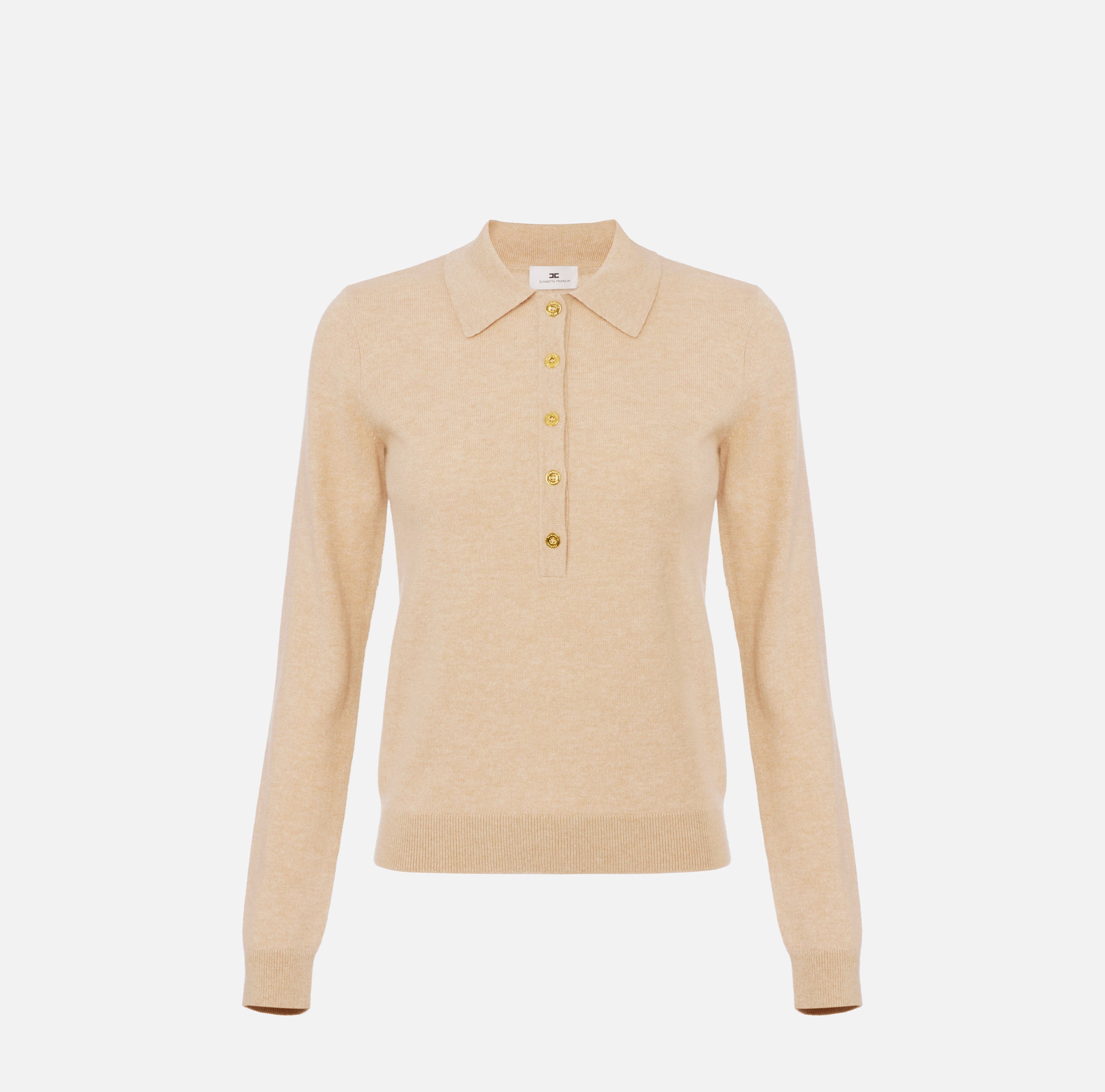 ELISABETTA FRANCHI Maglia Polo Lana Cashmere-Honey