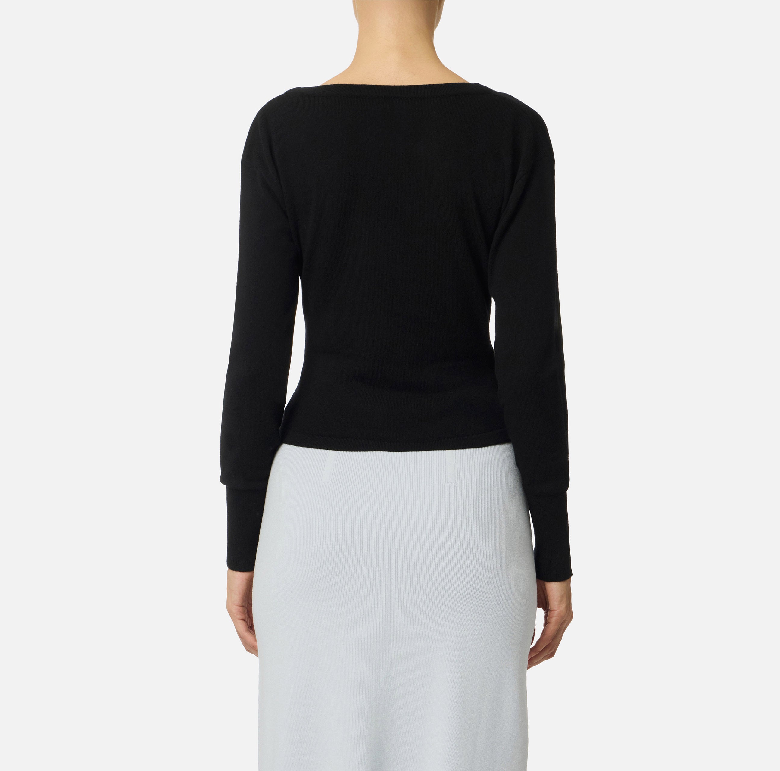 ELISABETTA FRANCHI Maglia Lana Cashmere Bottoni-Nero