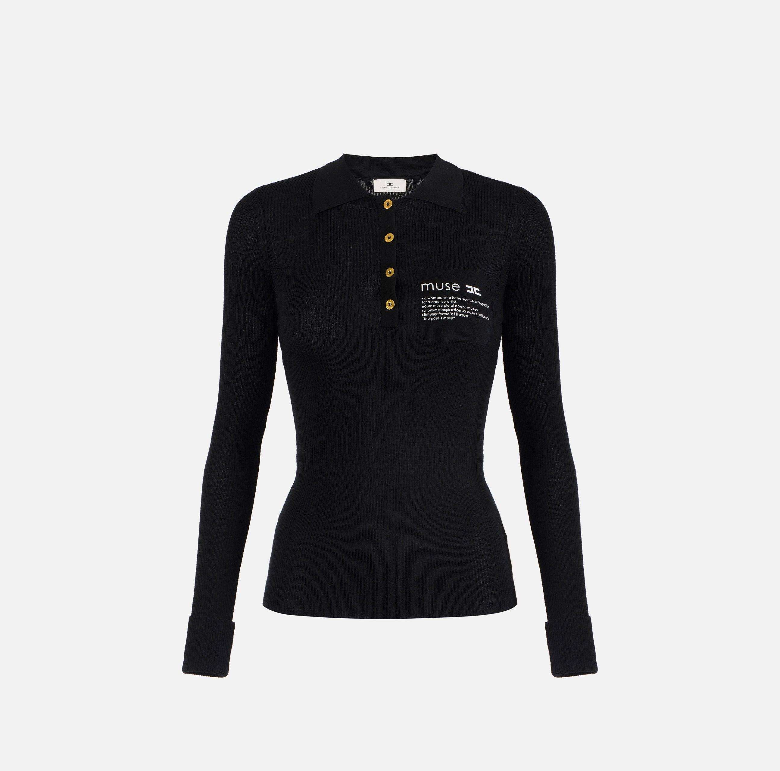 ELISABETTA FRANCHI Polo Maglia Logo Lettering Muse-Nero