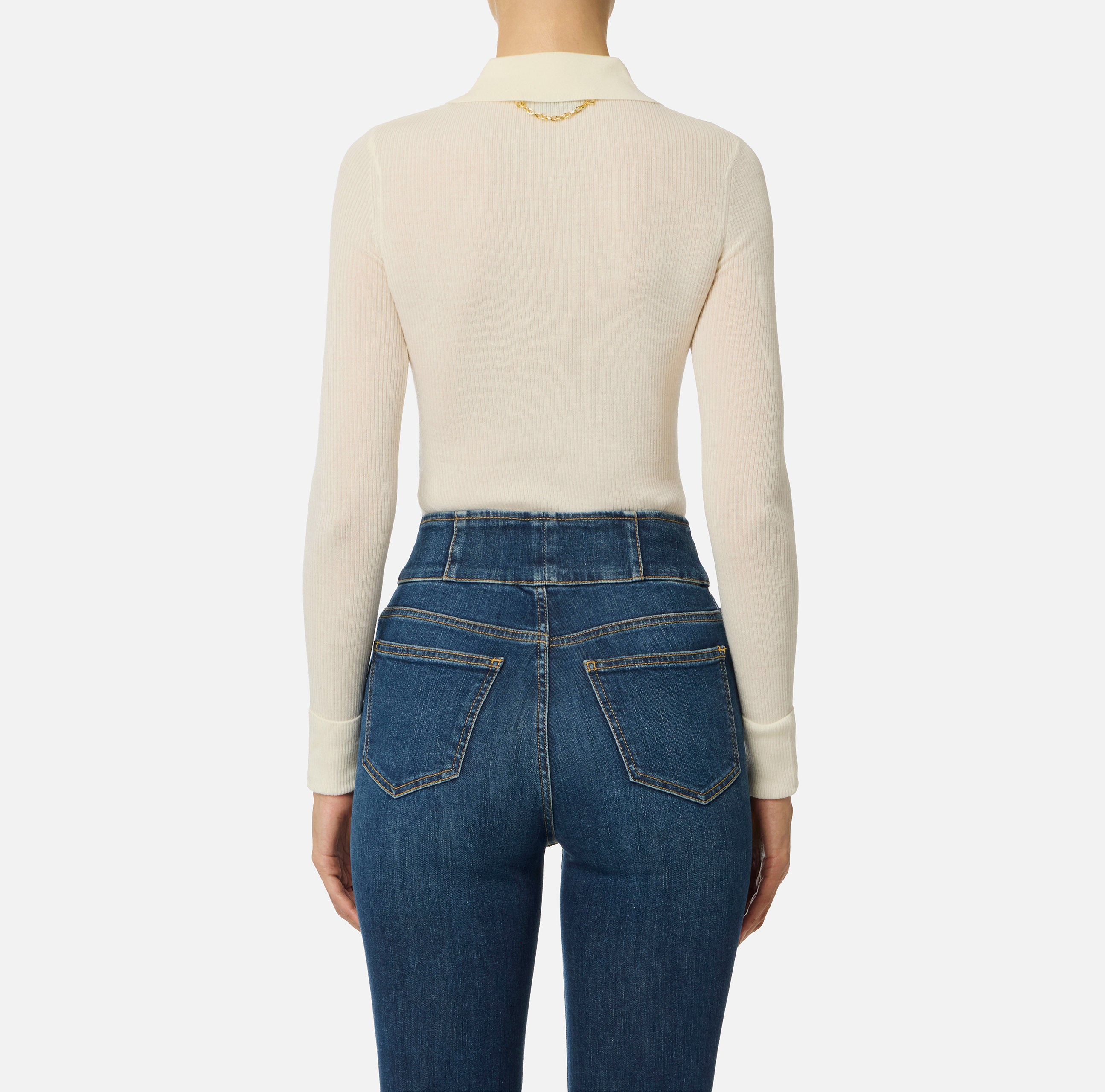 ELISABETTA FRANCHI Polo Maglia Logo Lettering Muse-Milk