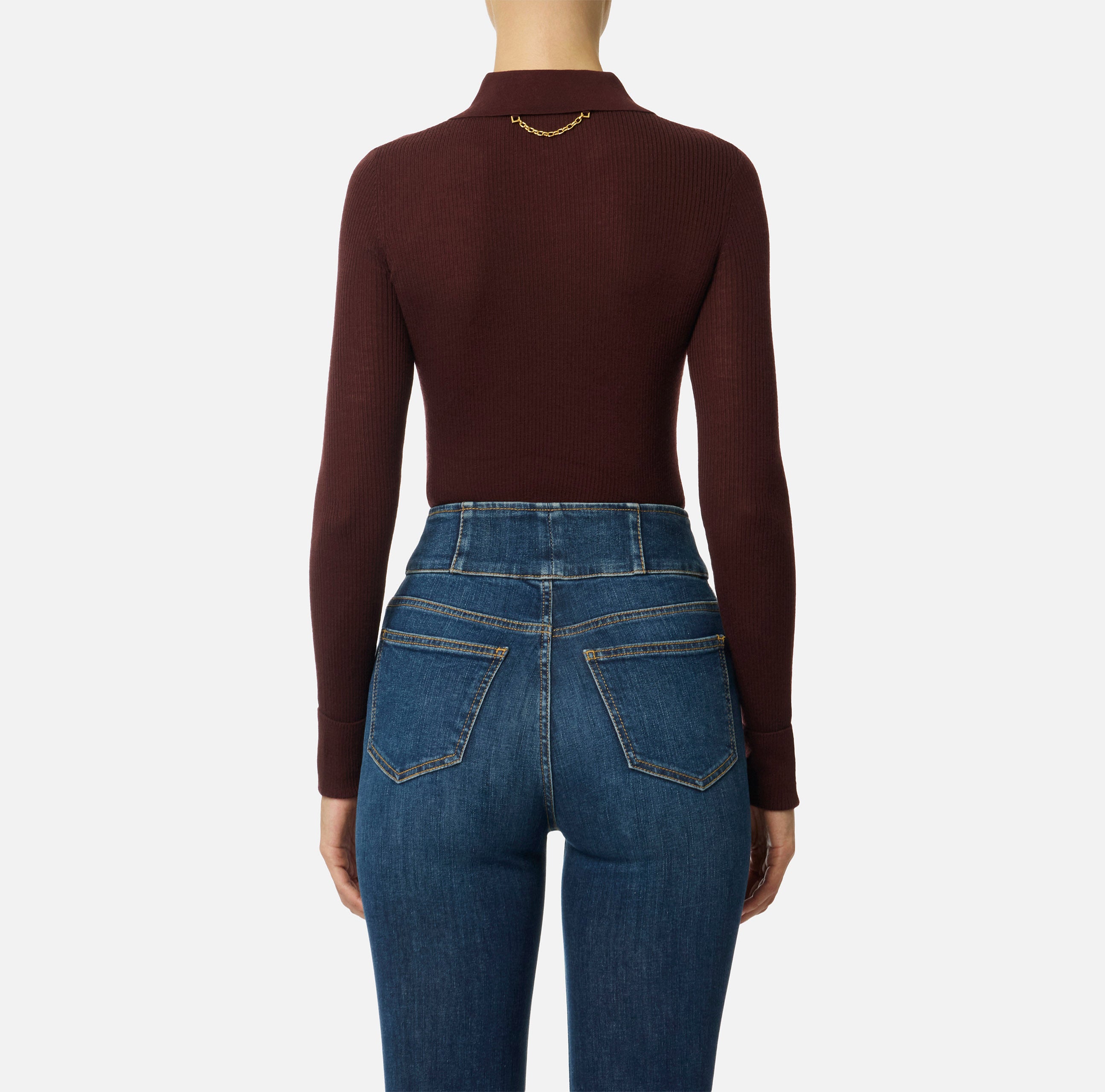 ELISABETTA FRANCHI Polo Maglia Logo Lettering Muse-Merlot