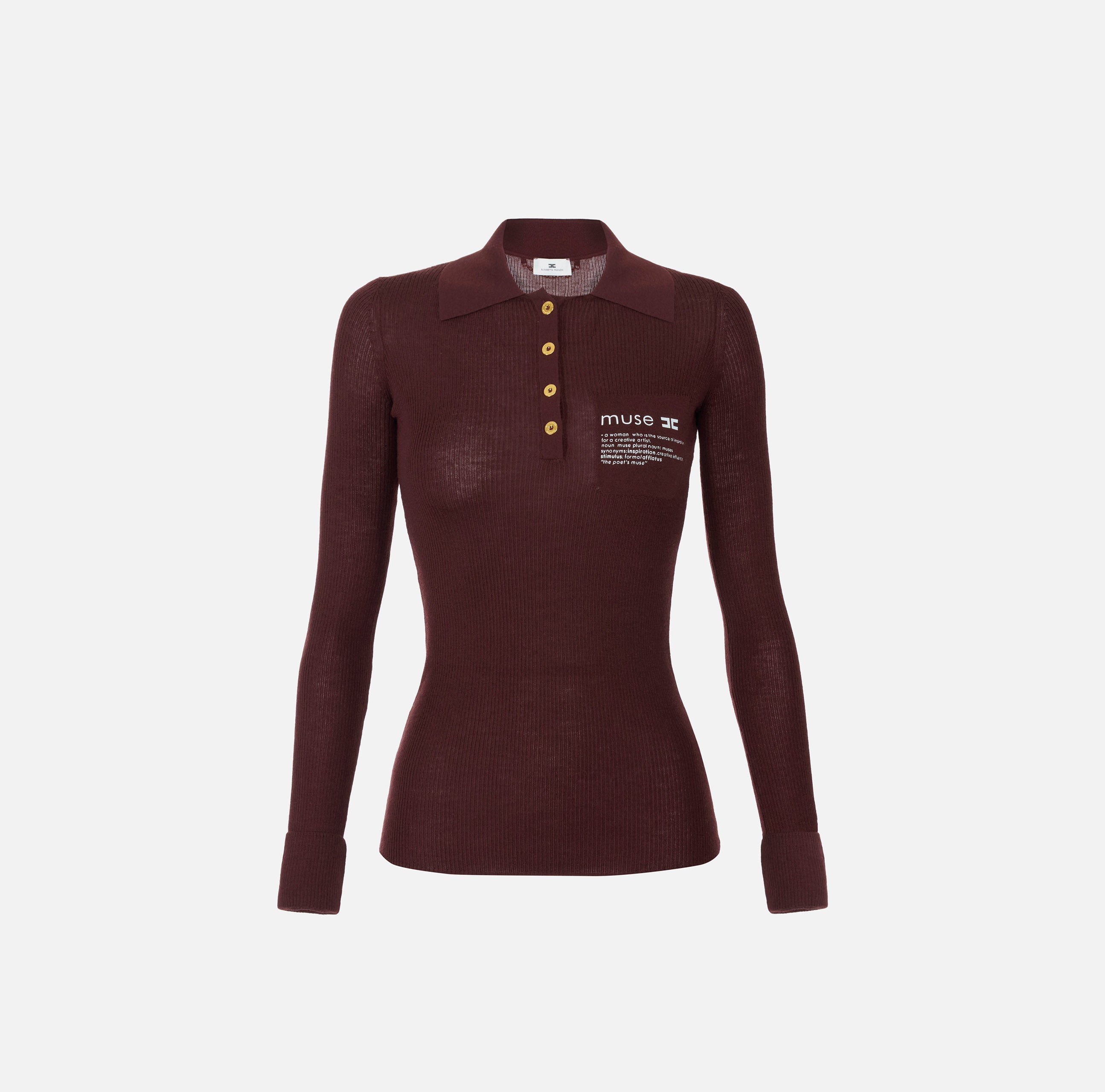 ELISABETTA FRANCHI Polo Maglia Logo Lettering Muse-Merlot