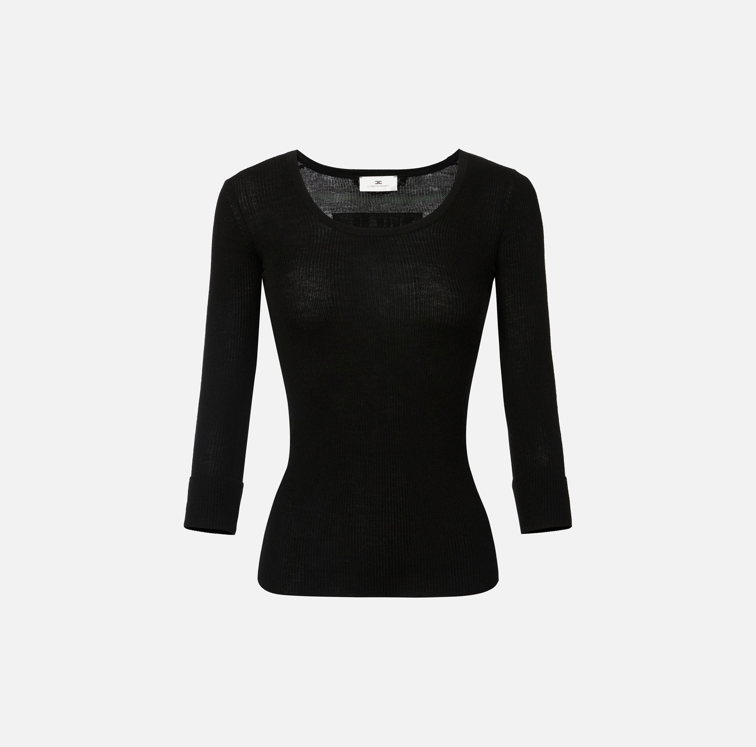 ELISABETTA FRANCHI Maglia Girocollo Logo Lettering Muse-Nero