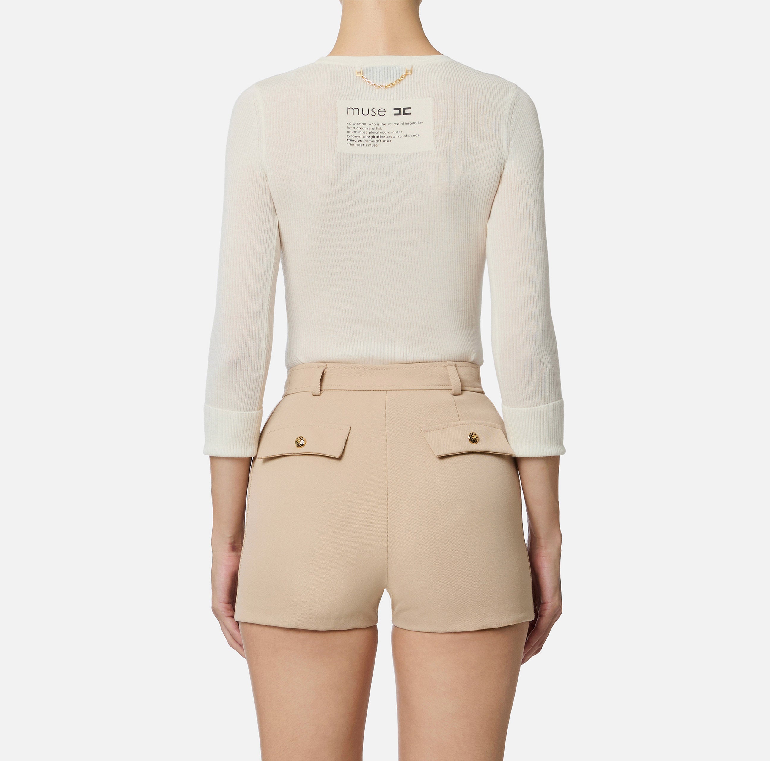 ELISABETTA FRANCHI Maglia Girocollo Logo Lettering Muse-Milk