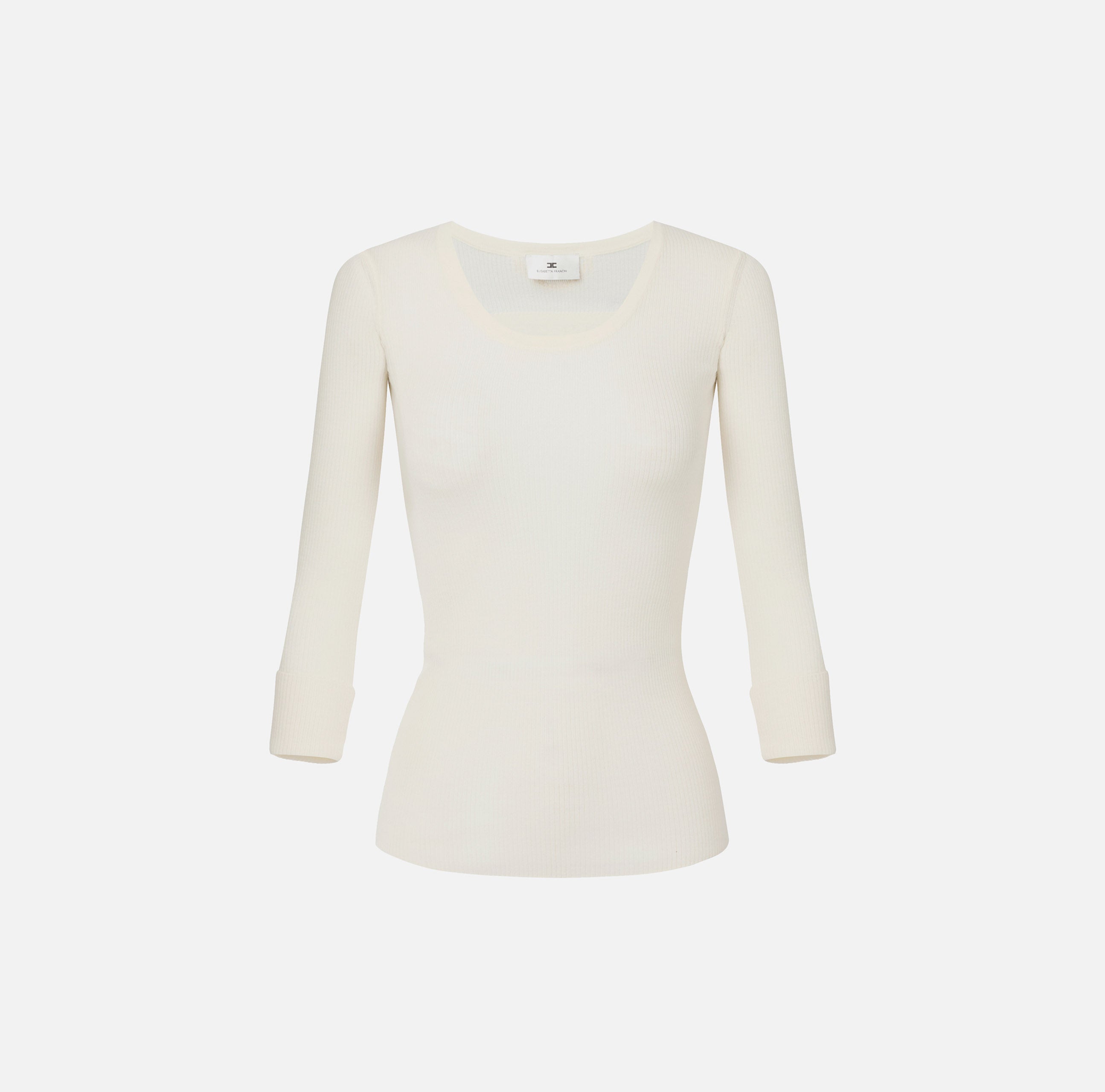 ELISABETTA FRANCHI Maglia Girocollo Logo Lettering Muse-Milk