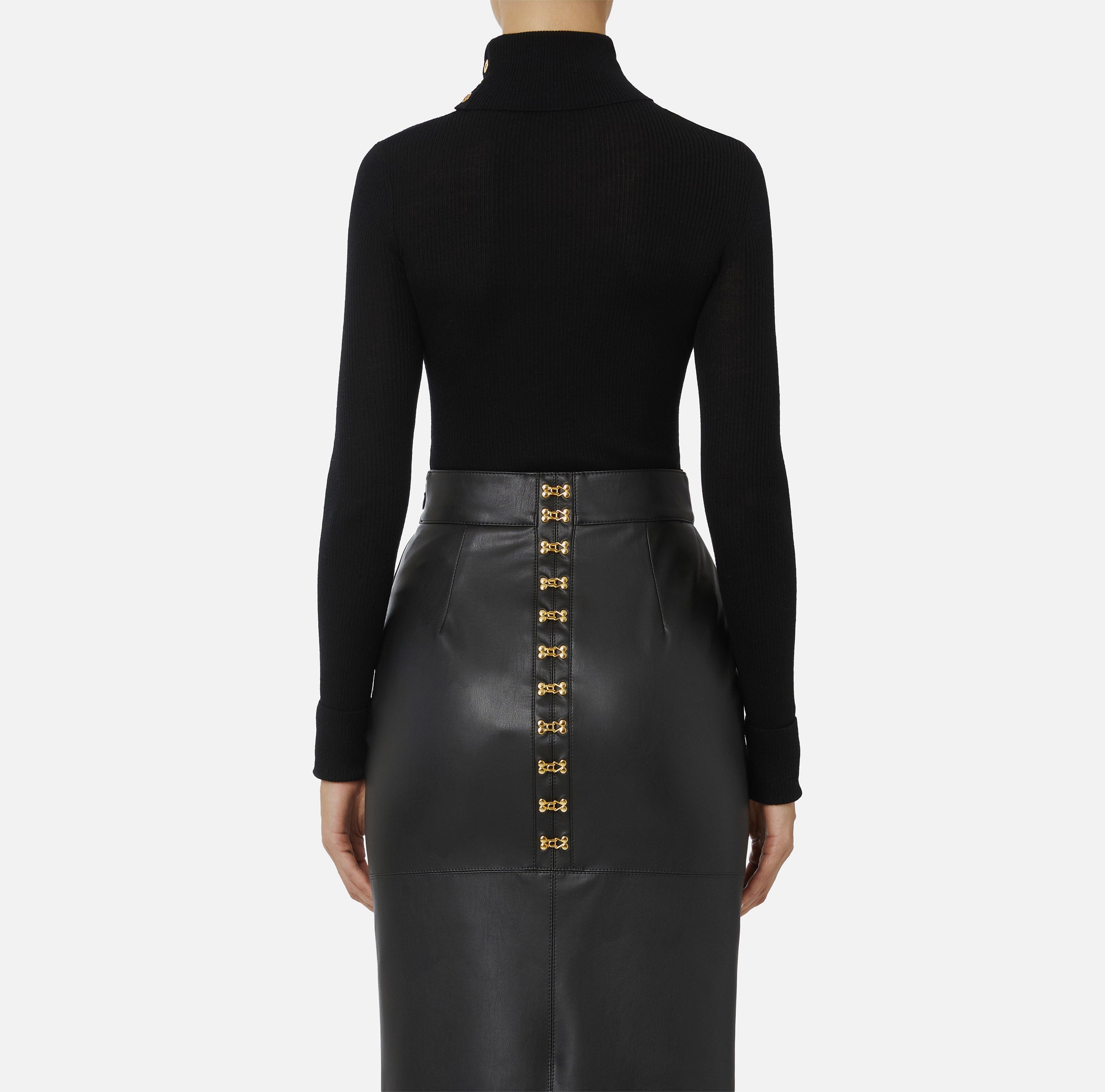 ELISABETTA FRANCHI Maglia Dolcevita Logo Lettering Muse-Nero