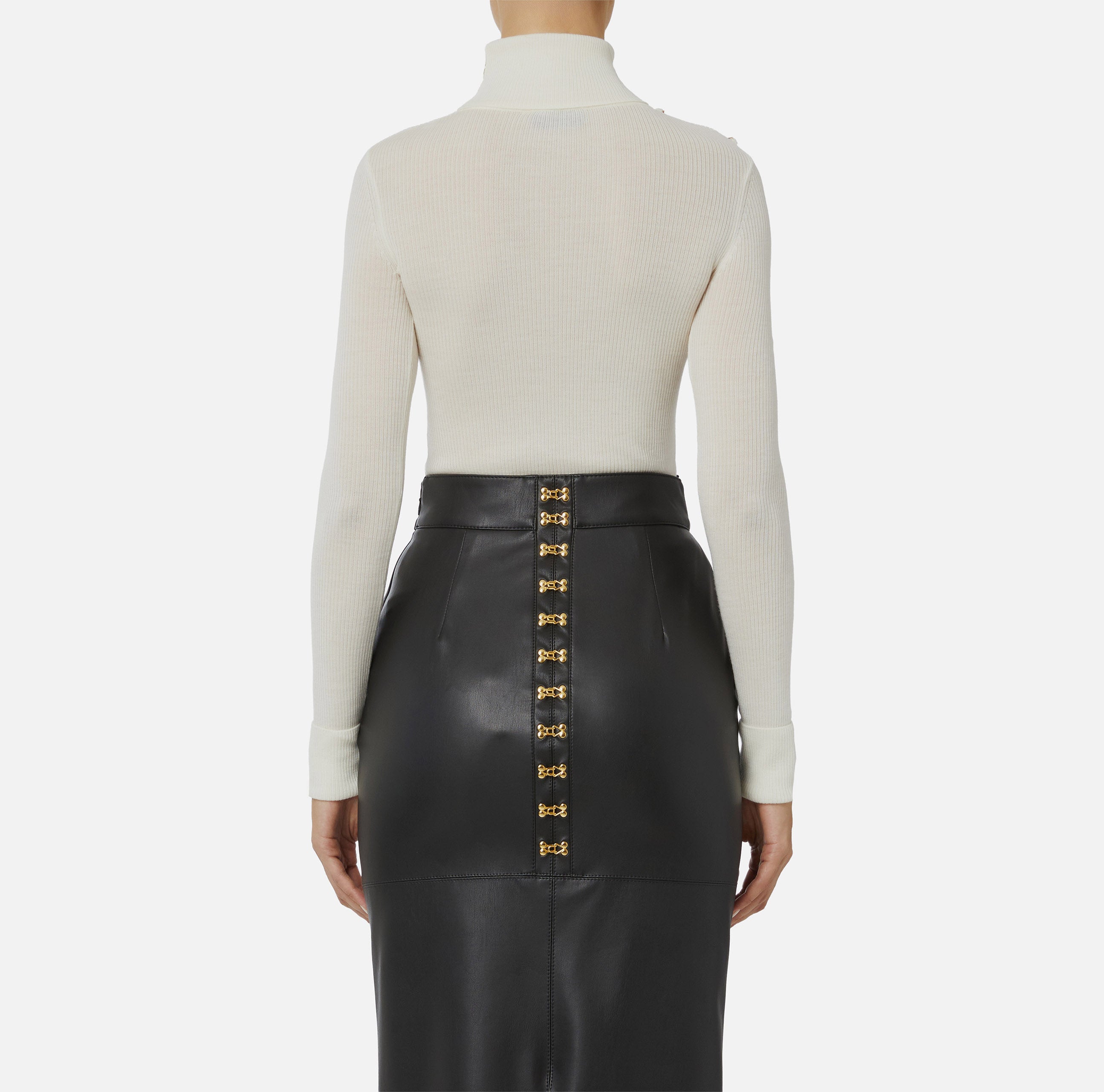 ELISABETTA FRANCHI Maglia Dolcevita Logo Lettering Muse-Milk