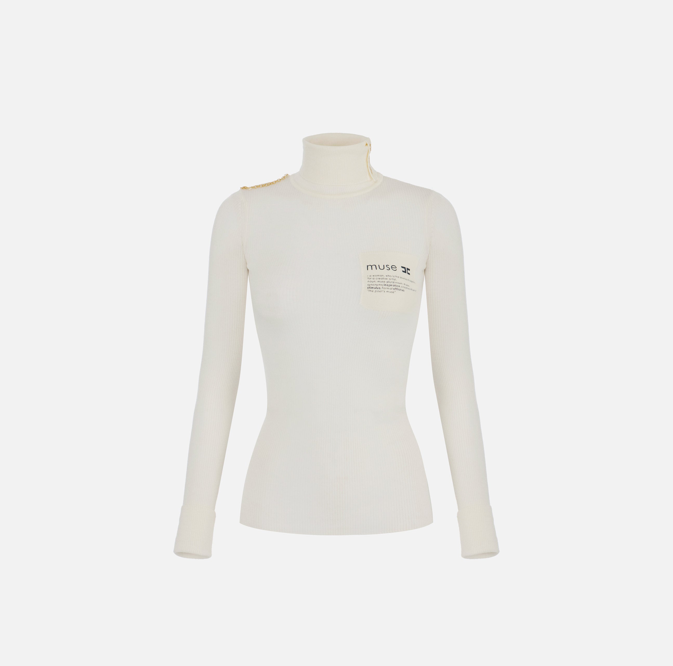 ELISABETTA FRANCHI Maglia Dolcevita Logo Lettering Muse-Milk